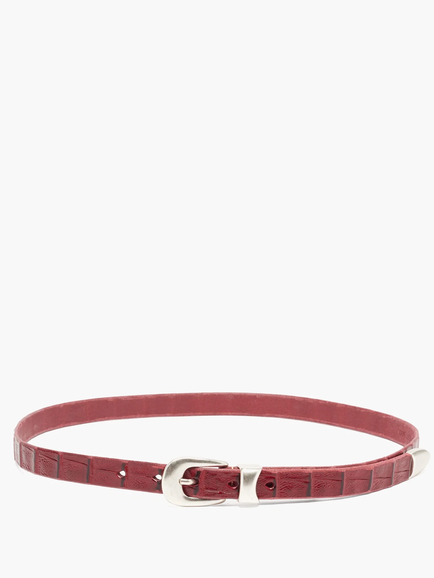 Crocodile-effect leather belt - 4