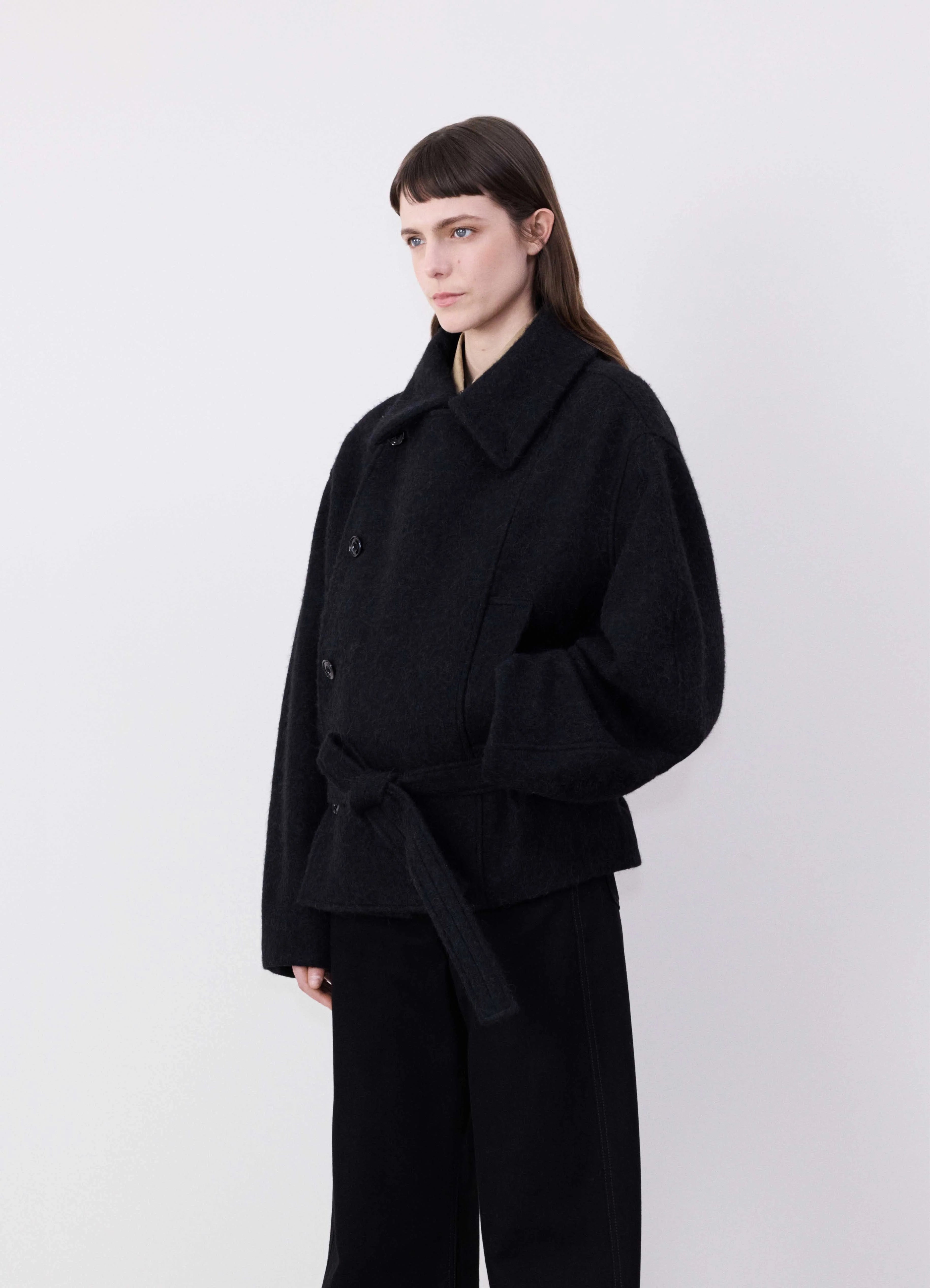 Lemaire SHORT ASYMMETRICAL BATHROBE COAT | lemaire | REVERSIBLE