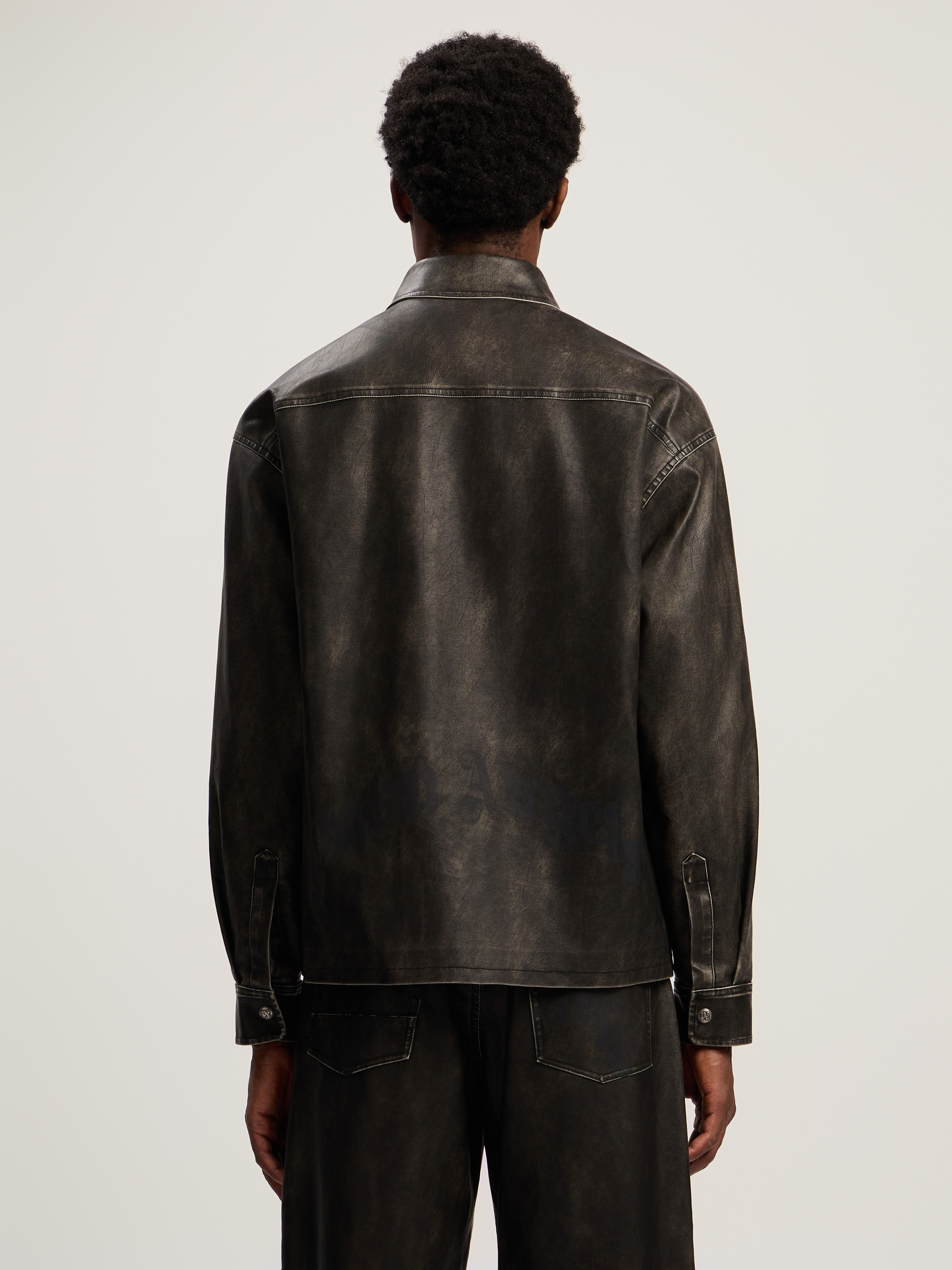 Curved Logo Coated Overshirt - 5