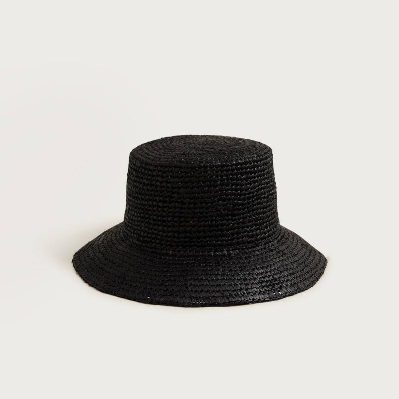 Wide-brim raffia bucket hat 1