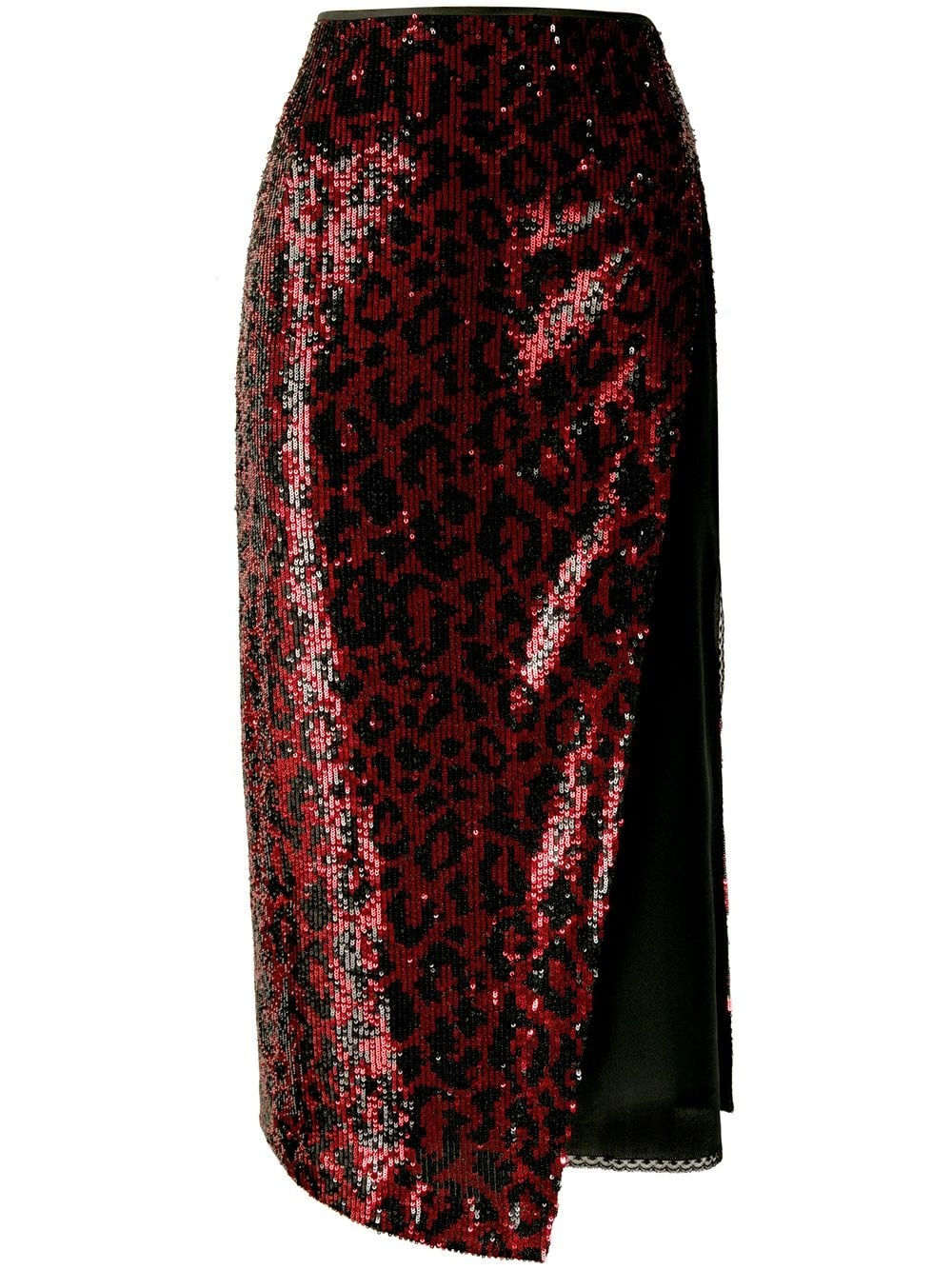 leopard pattern panel midi skirt - 1