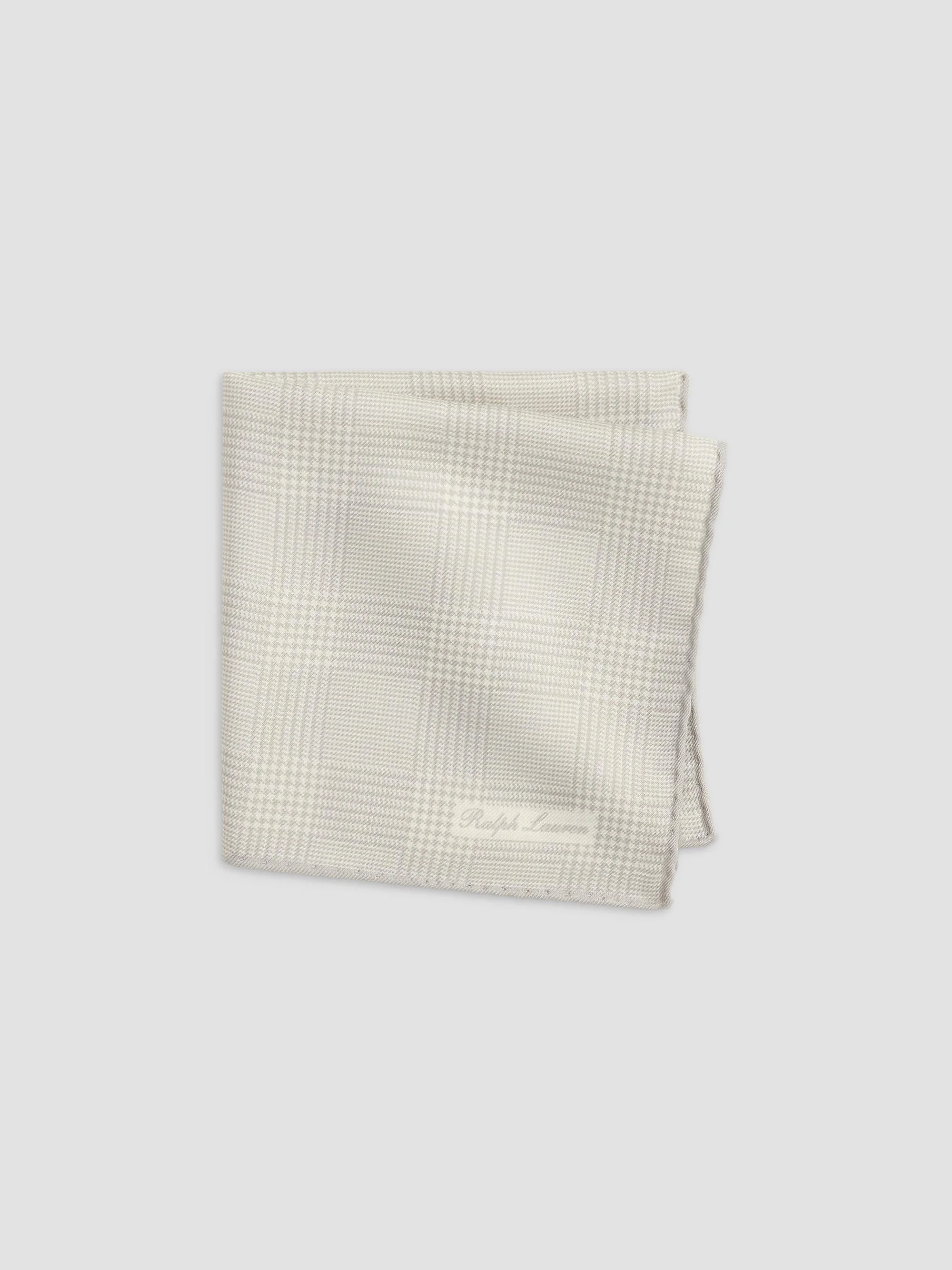 Men's Cashmere-Silk Glen Plaid Pocket Square - Pearl Grey - 1
