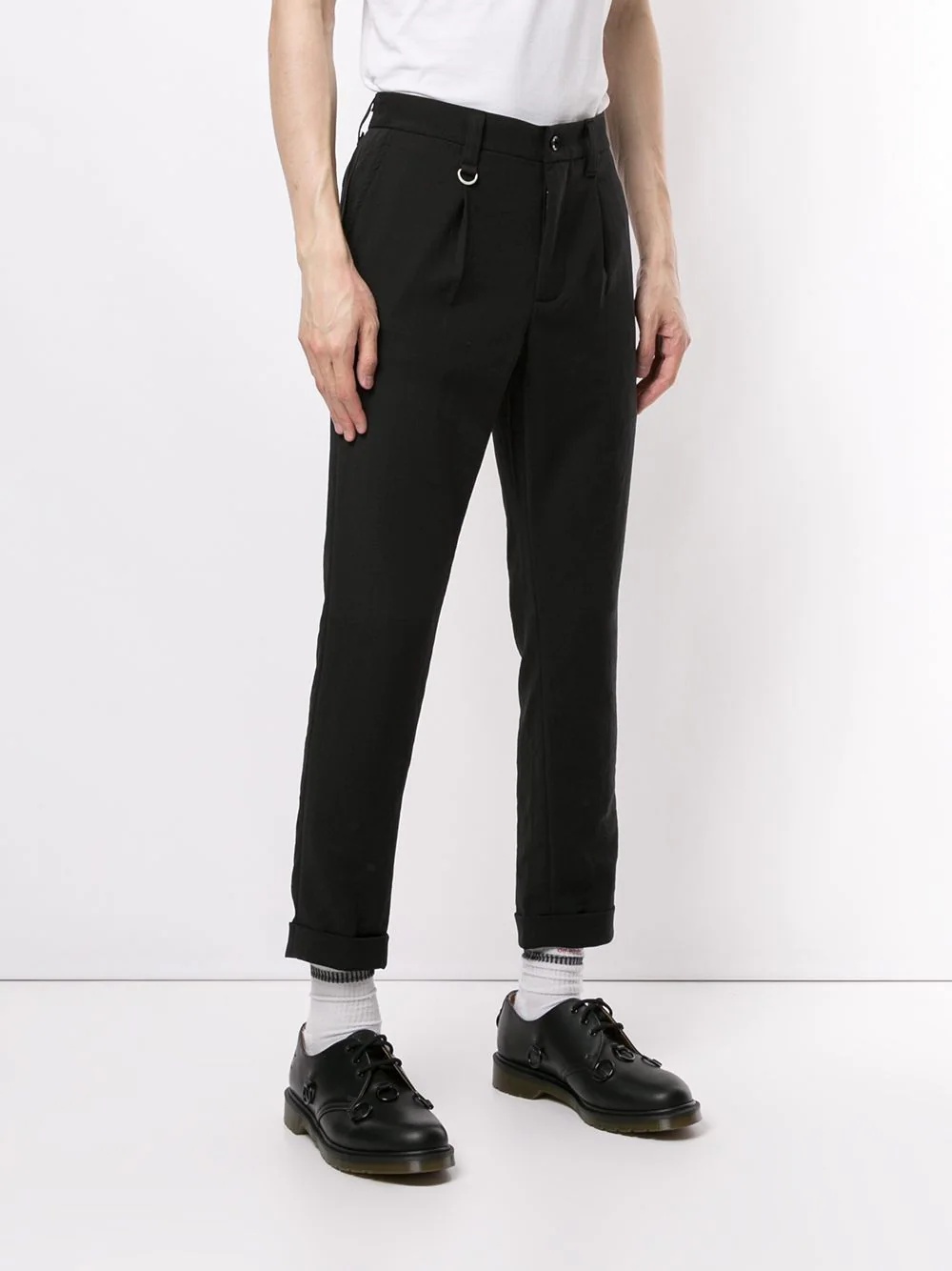 SOPHNET. double cuff slim fit tuck pants | REVERSIBLE