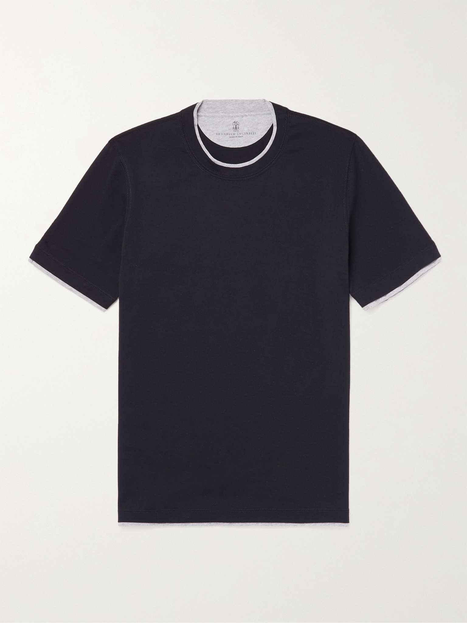 Slim-Fit Layered Cotton-Jersey T-Shirt - 1