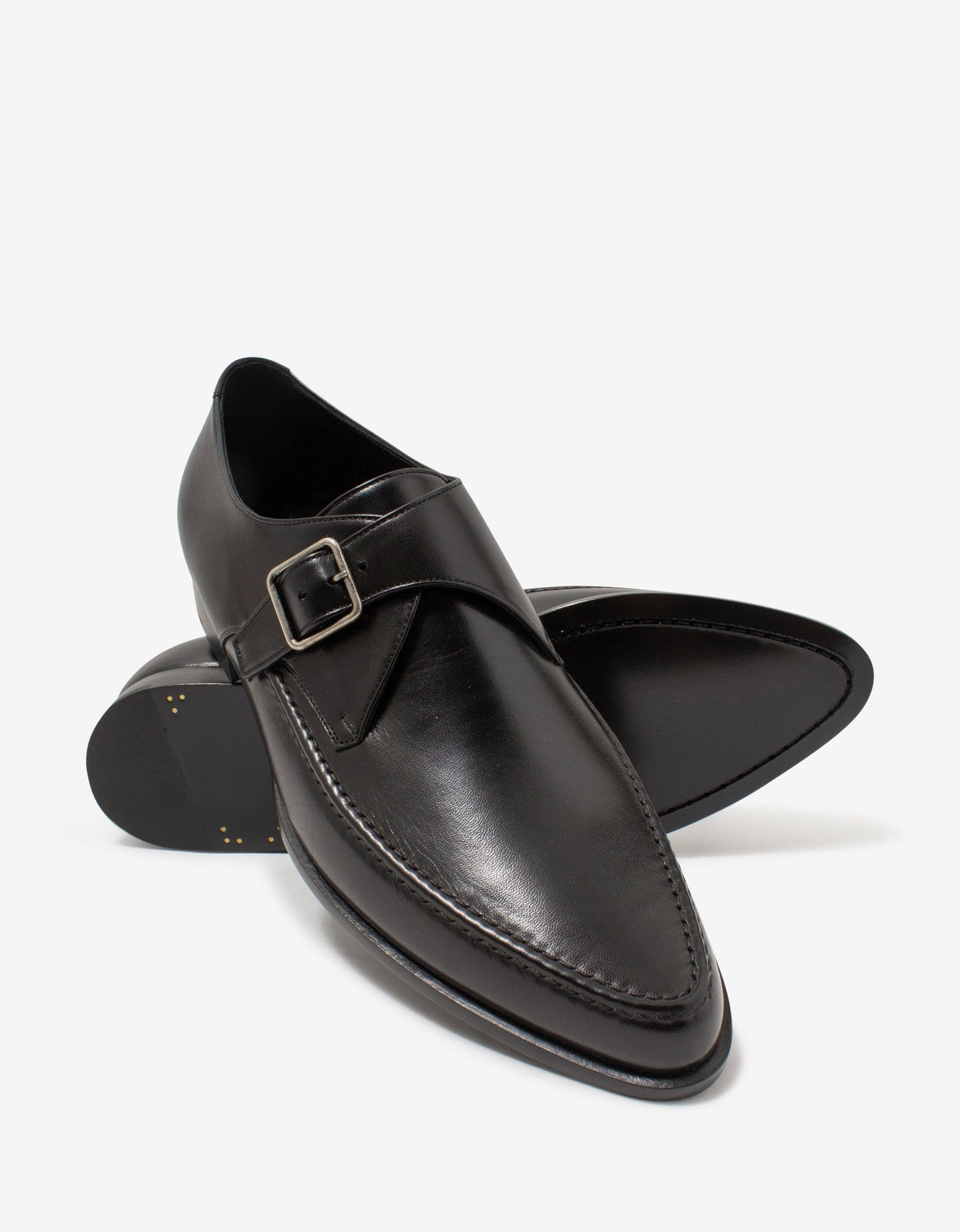 Saint Laurent Marceau Black Leather Monk Strap Shoes - 5
