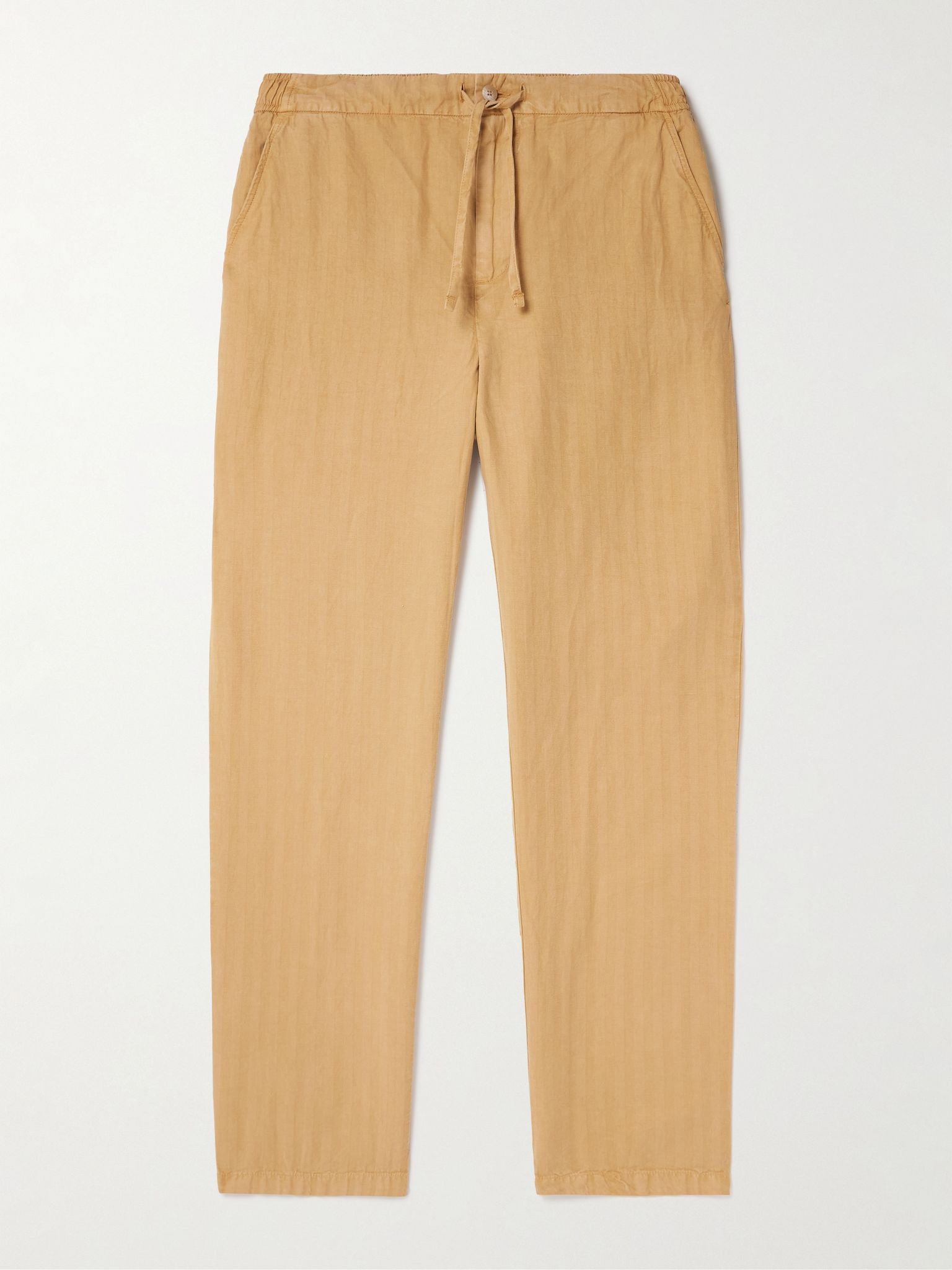 Mendes Straight-Leg Lyocell, Linen and Cotton-Blend Drawstring Trousers Brown - 1