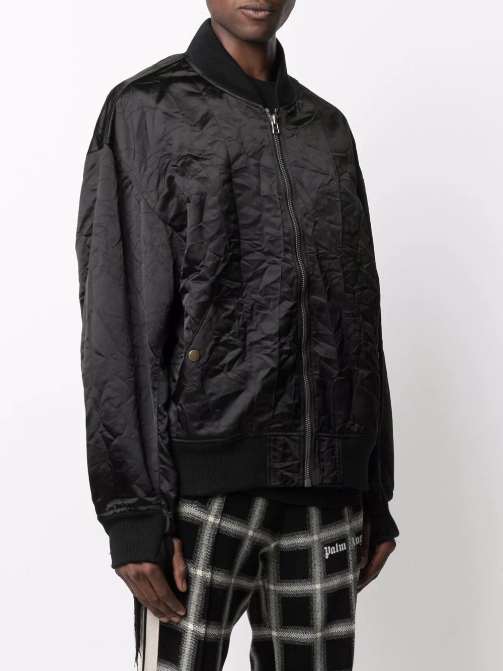 crushed nylon bomber jacket - 3