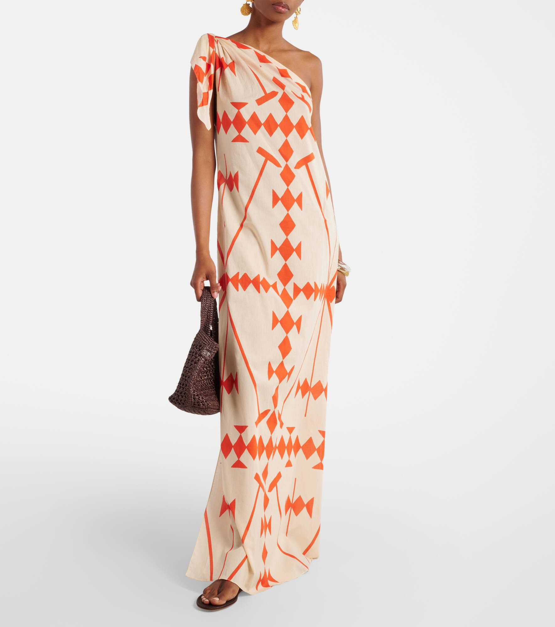 Printed cotton poplin midi dress - 7