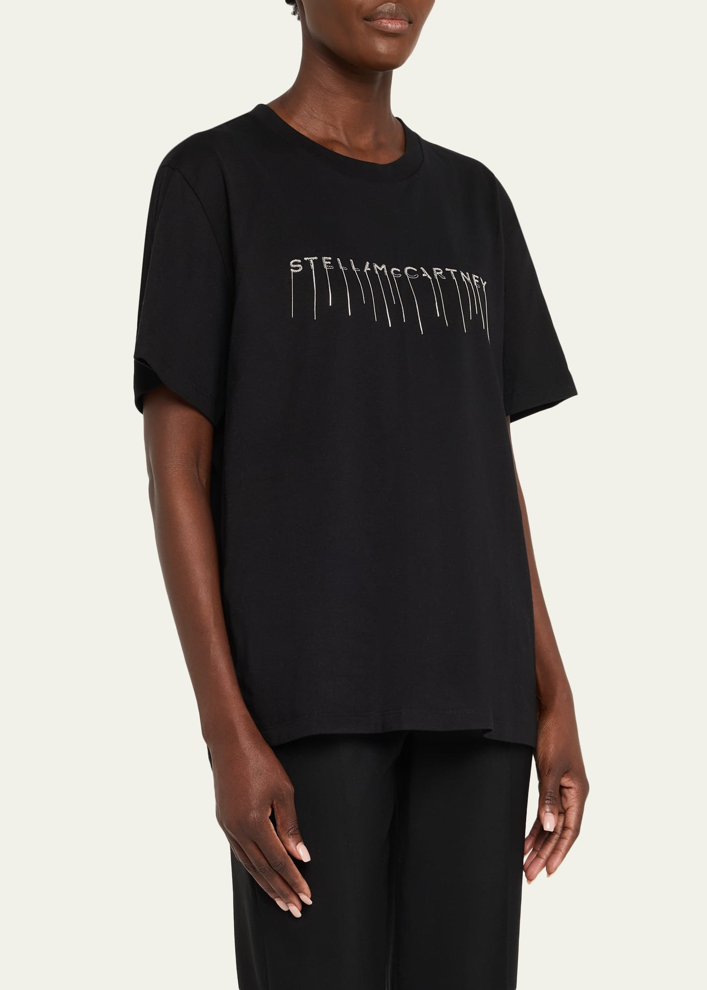 Chain Logo Embroidered T-Shirt - 4