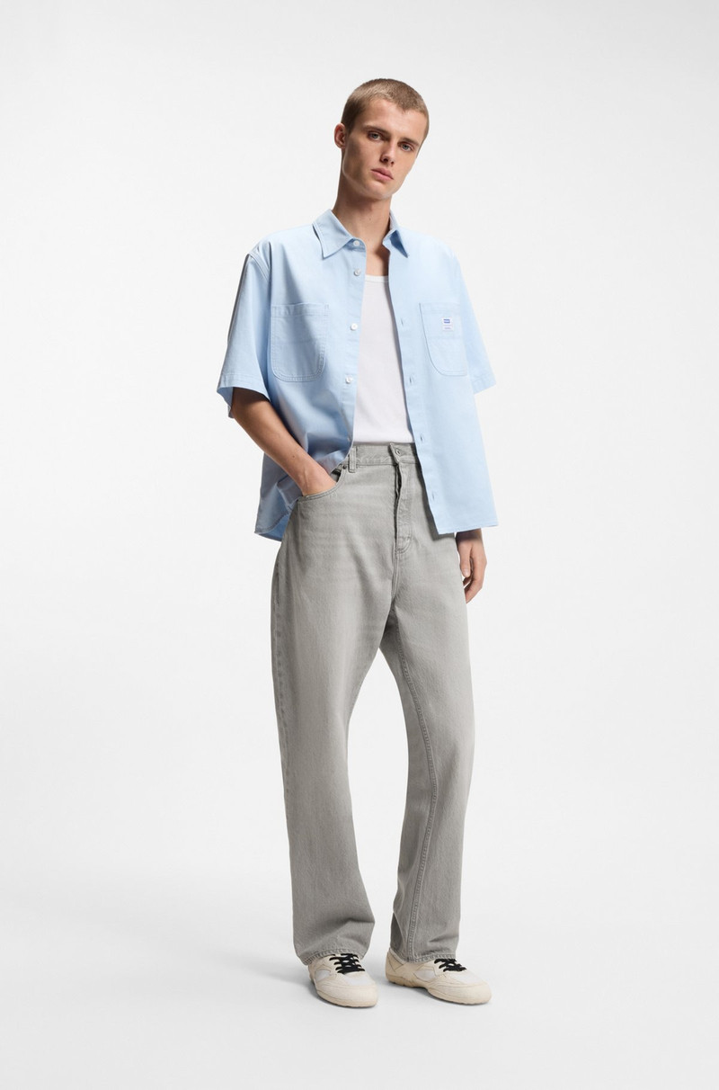 HUGO GREY BAGGY-FIT JEANS IN STONEWASHED DENIM outlook