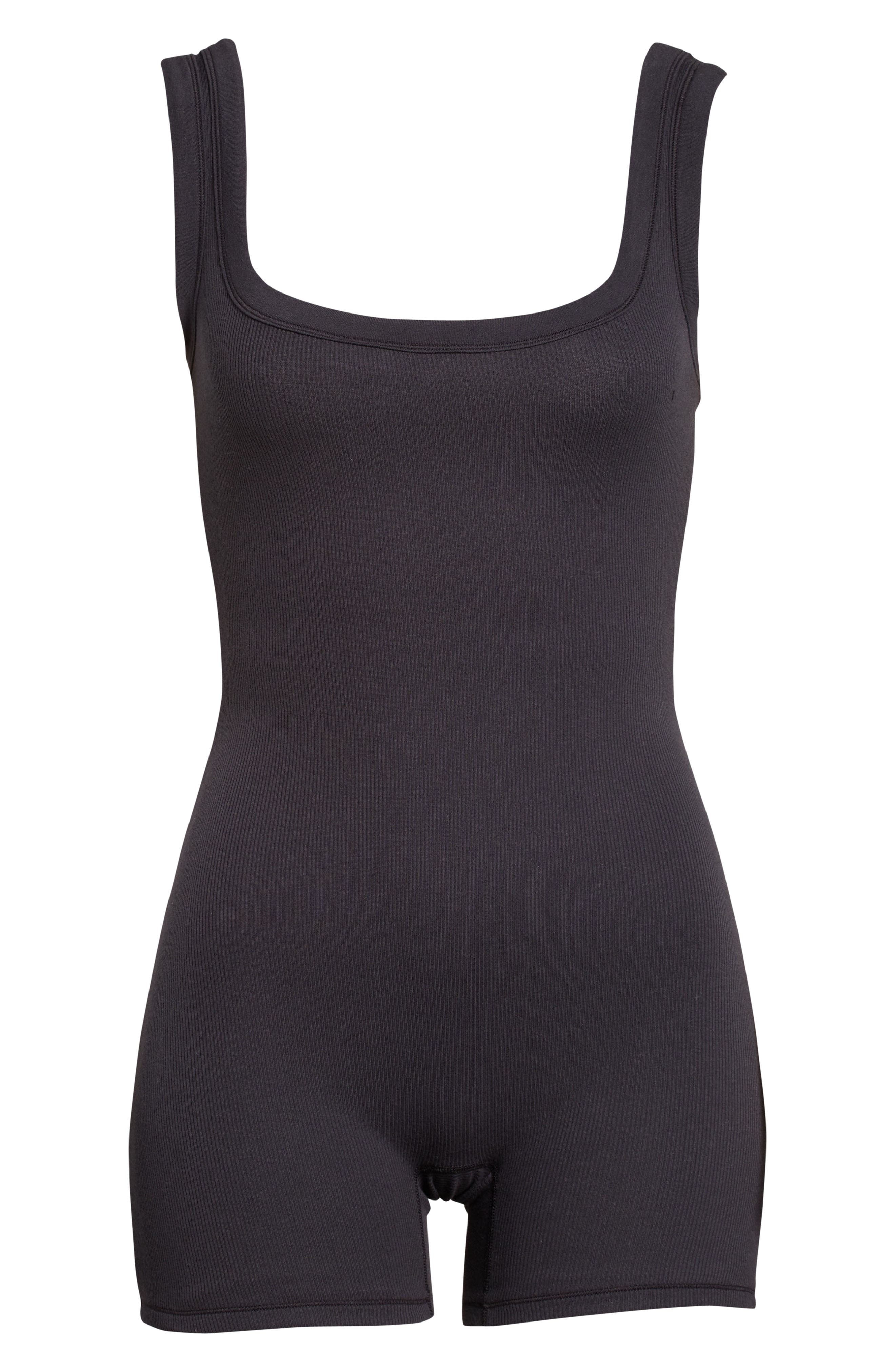 SKIMS Stretch Cotton Rib Romper in Soot at Nordstrom - 6