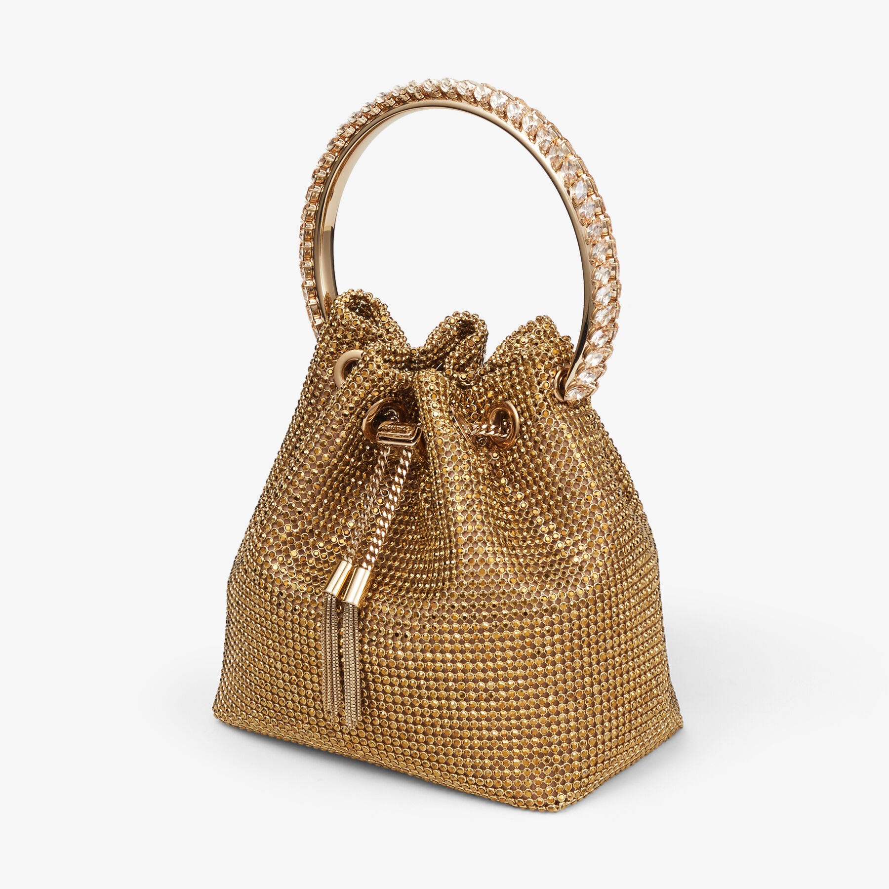 Bon Bon
Gold Satin Crystal Mesh Bag with Crystal Handle - 6
