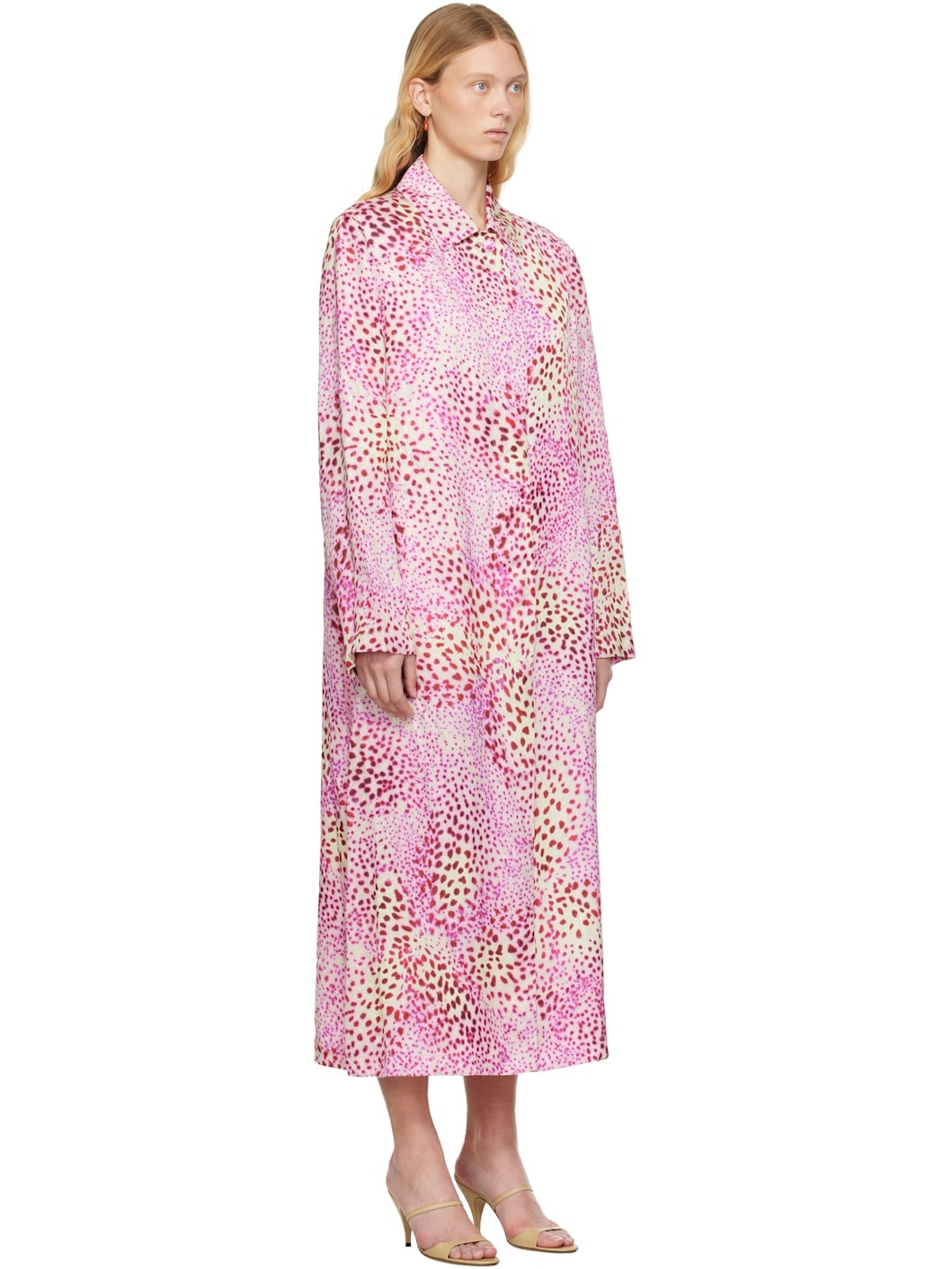 Pink Printed Jacquard Mac Coat - 2