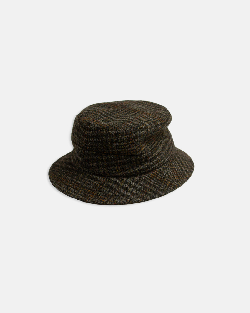MADE-IN-ITALY OLIVE GLEN PLAID HARRIS TWEED BUCKET HAT 1