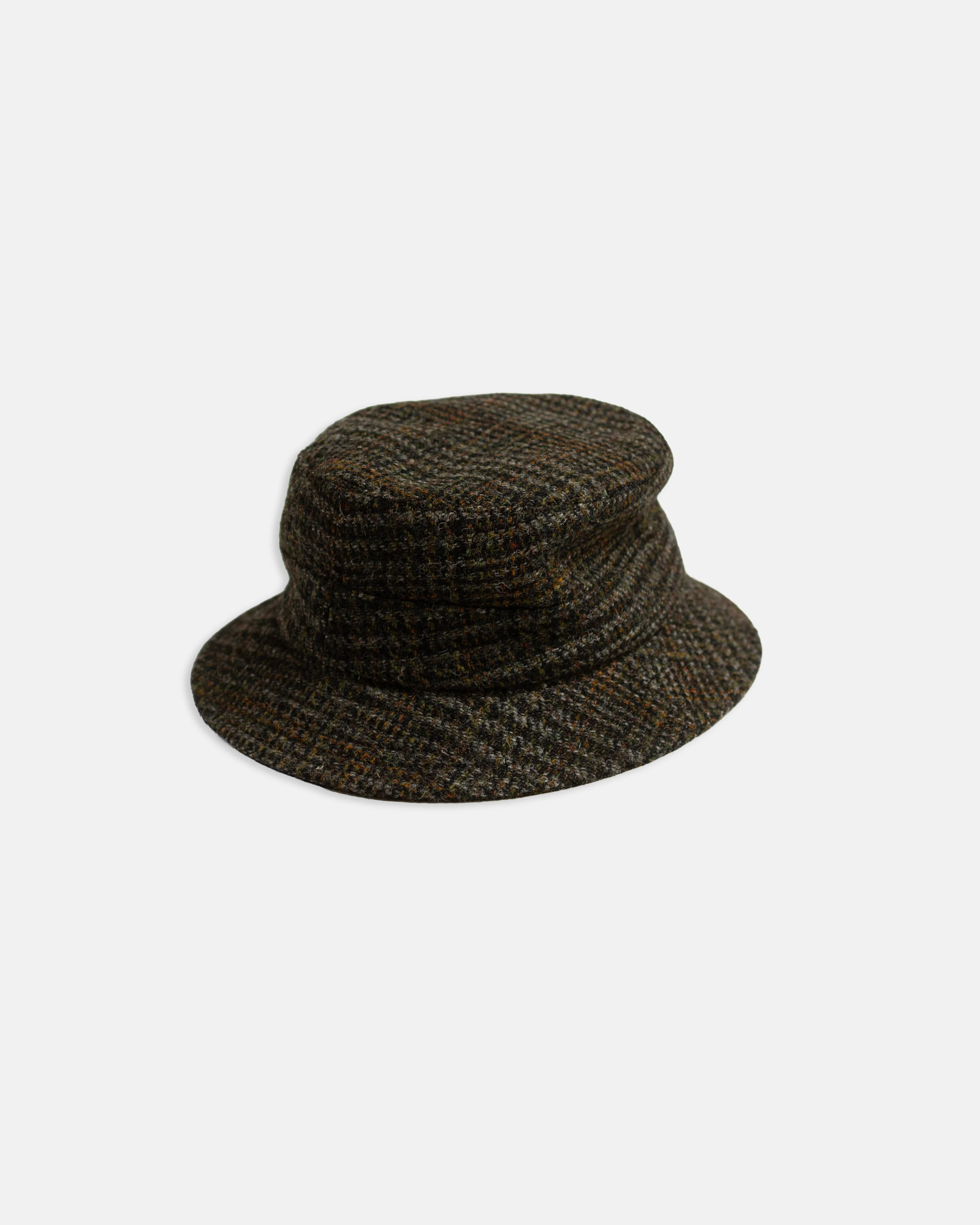 MADE-IN-ITALY OLIVE GLEN PLAID HARRIS TWEED BUCKET HAT - 1