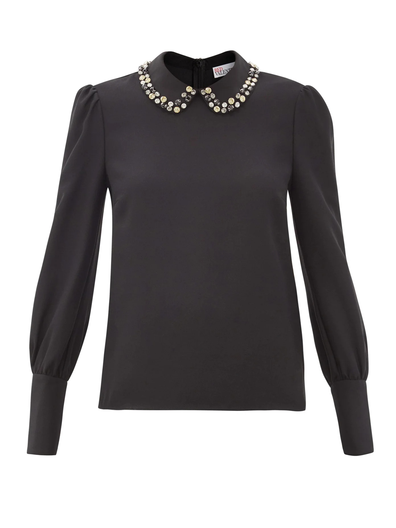 Crystal-collar crepe top - 1