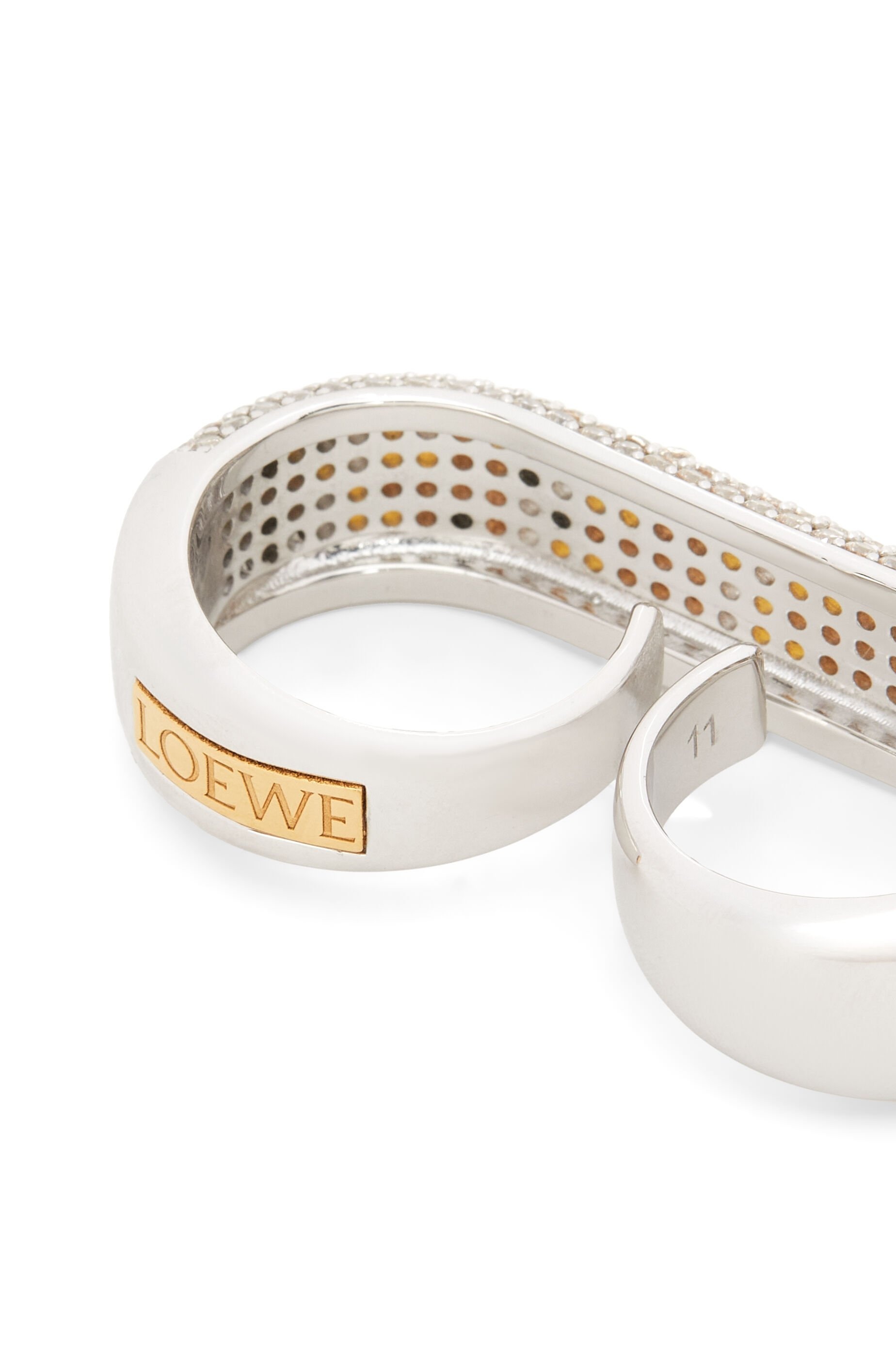 Double Pavé ring in sterling silver and crystals - 4