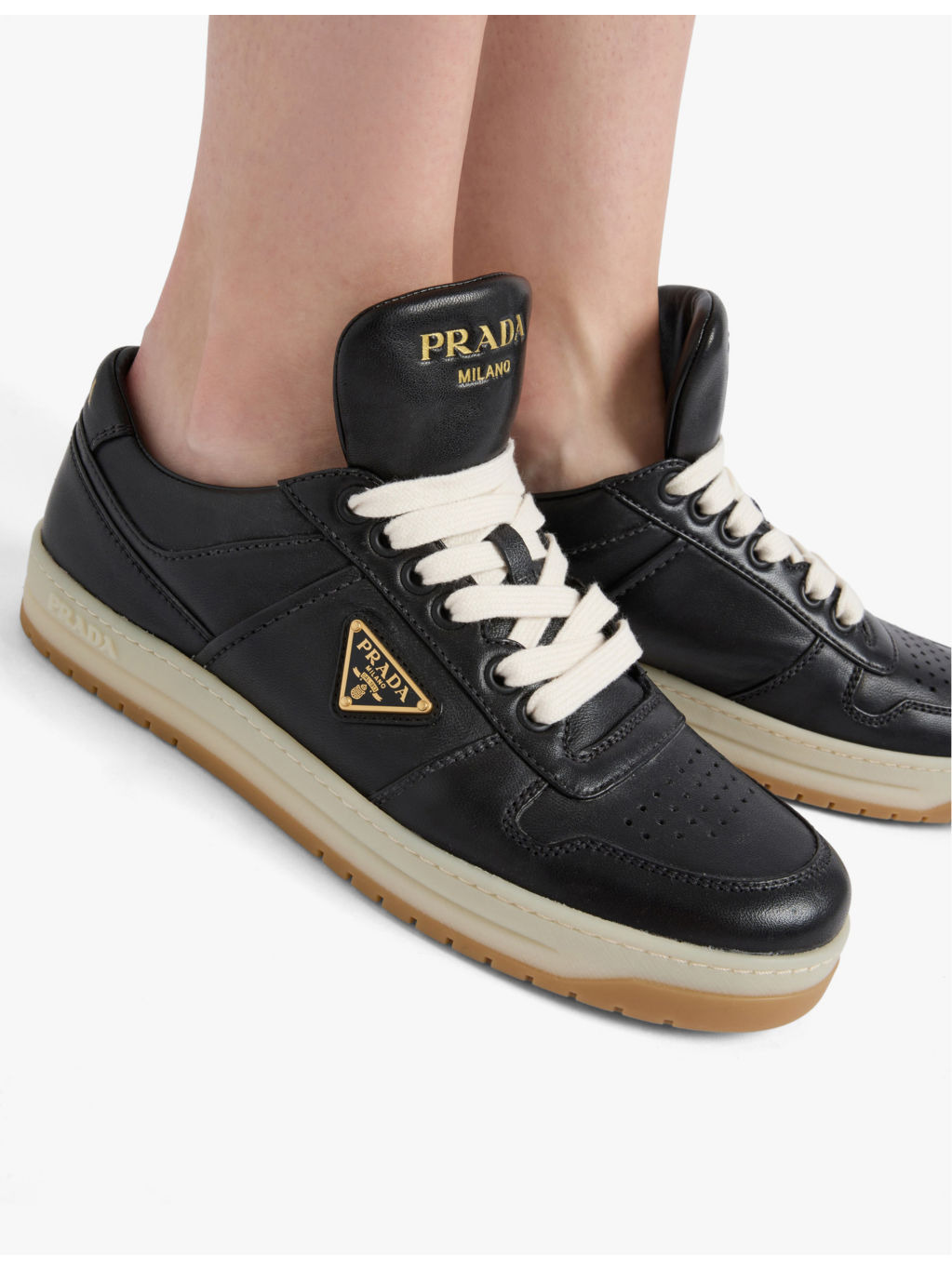 Downtown logo-embellished leather low-top trainers - 2