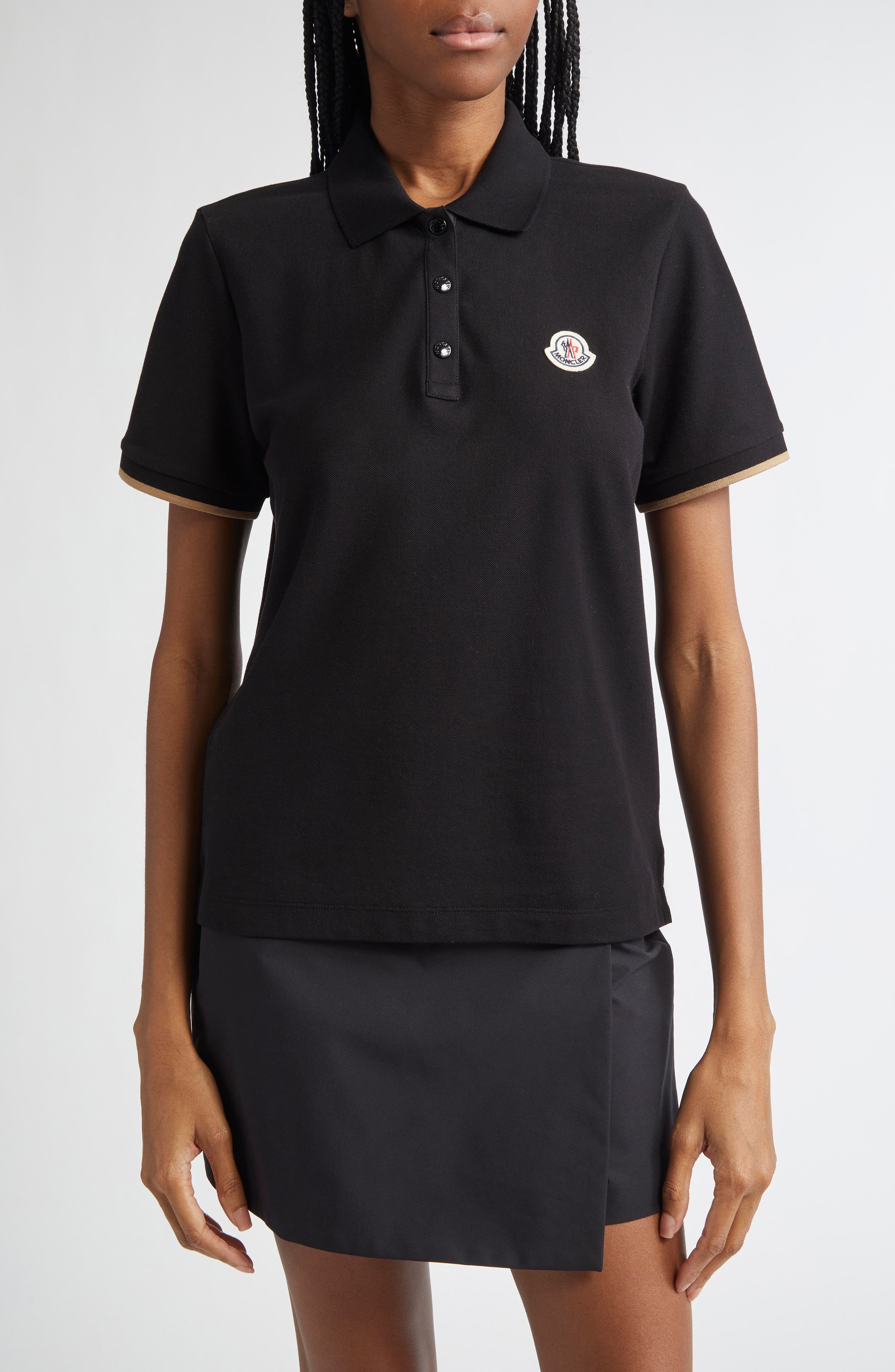 Moncler Cotton Piqué Polo in Black at Nordstrom - 1