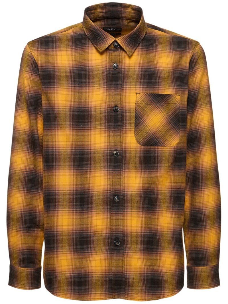 Check print cotton flannel shirt - 1