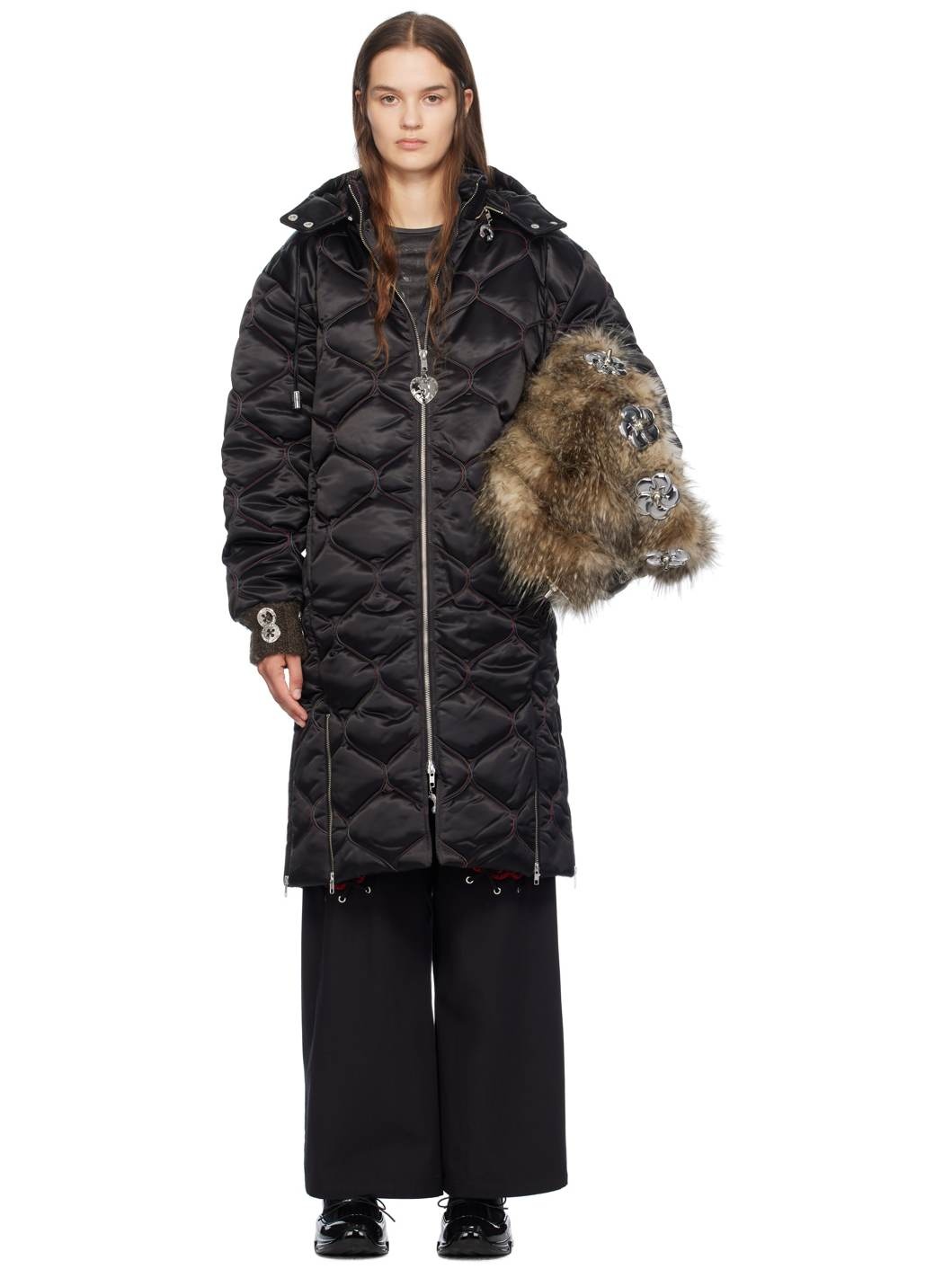 Black Lovey Long Puffer Coat - 1