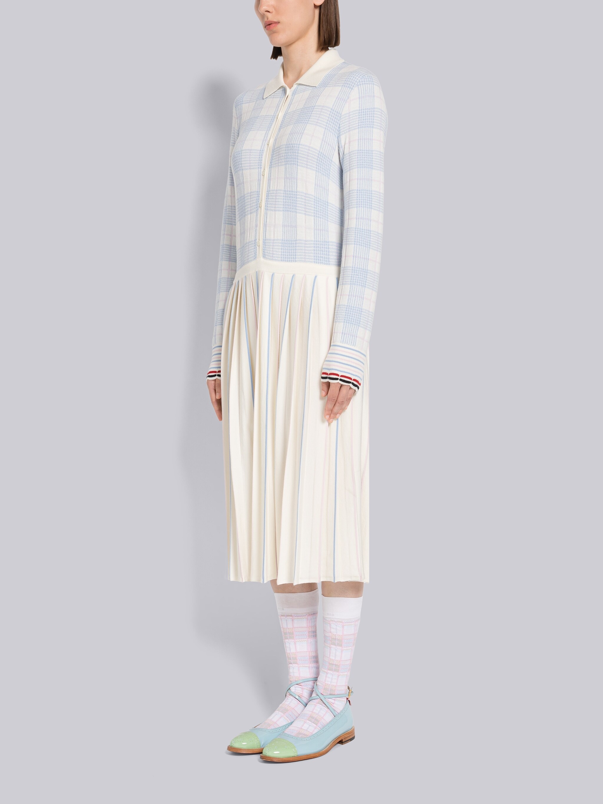 Hairline Check Merino Scalloped Dress - 2
