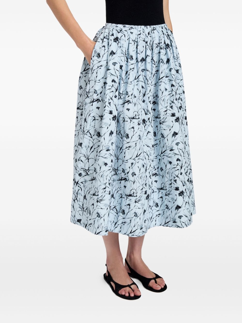 floral-print gathered midi skirt - 5