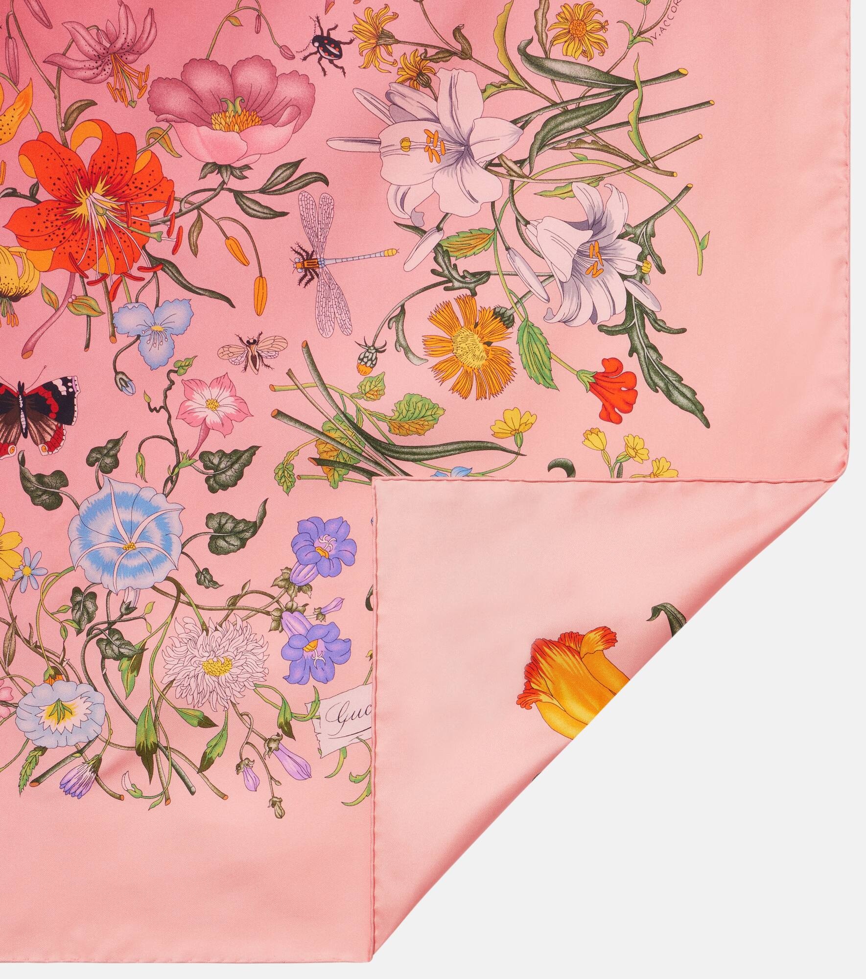 Floral silk twill scarf - 4