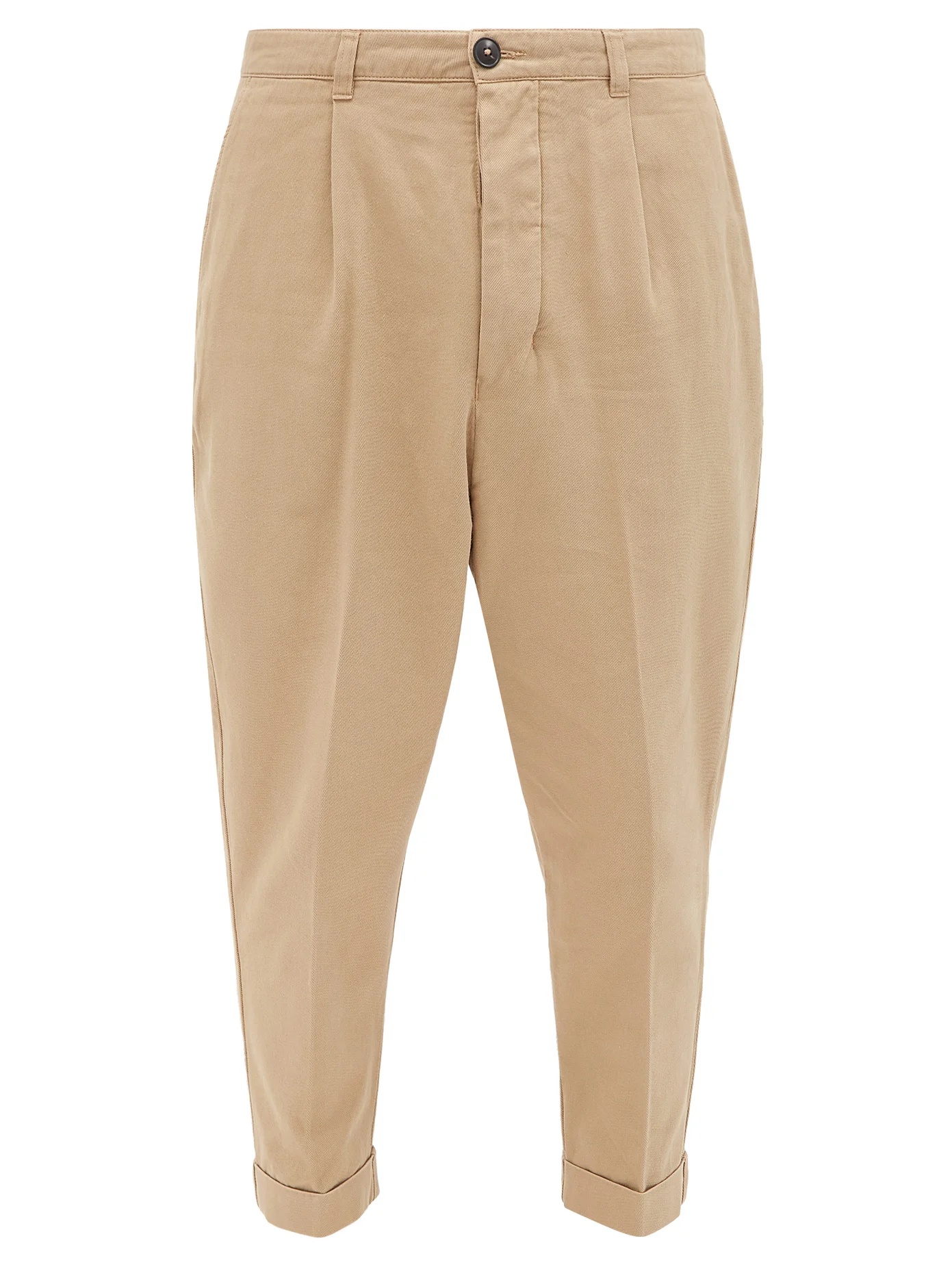 Tapered-leg cotton-twill trousers - 1