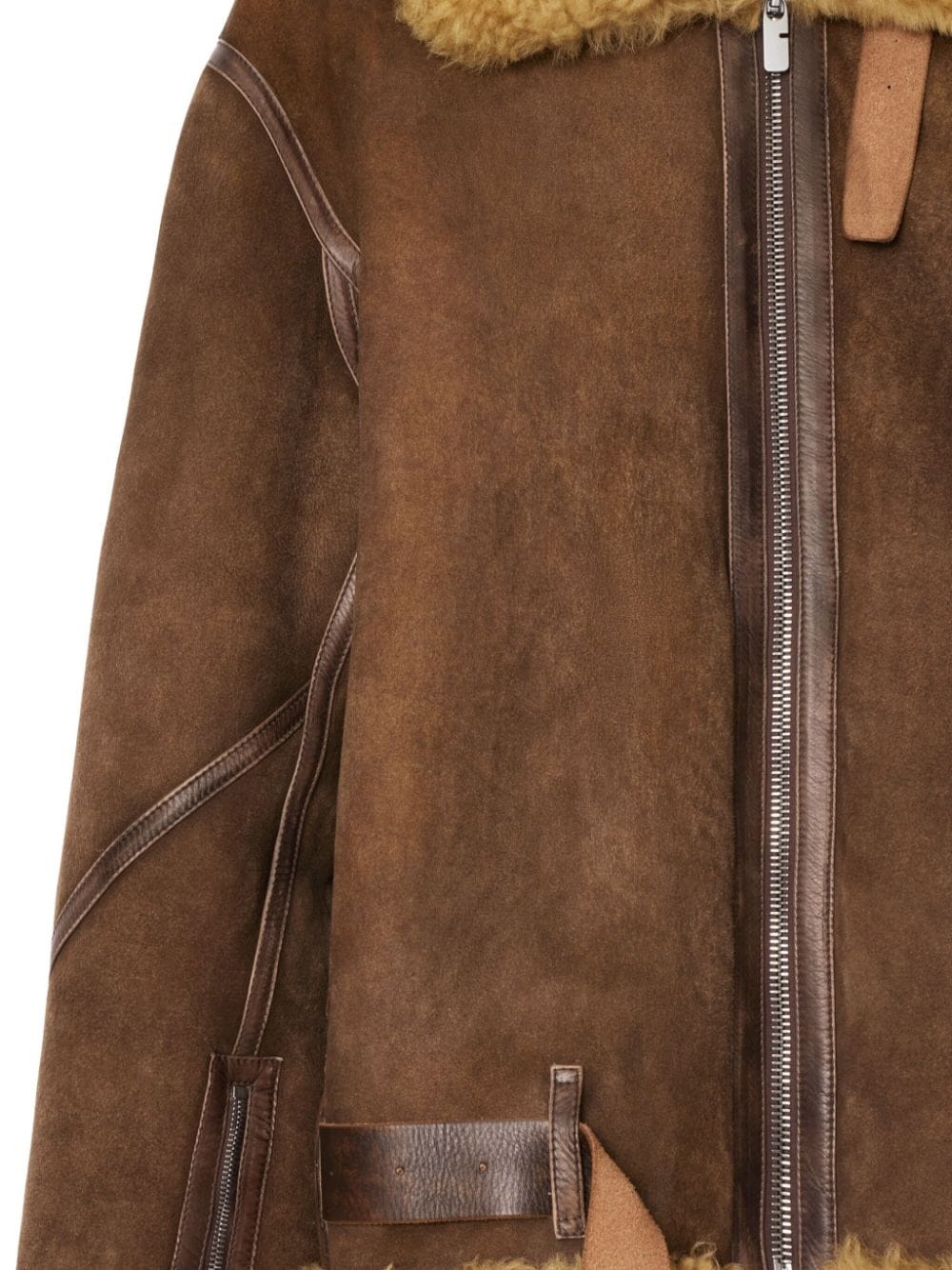 shearling-trim leather jacket - 6