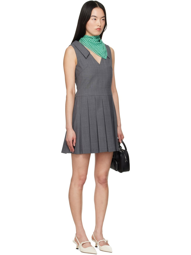 Gray Lapel Pleated Minidress 2