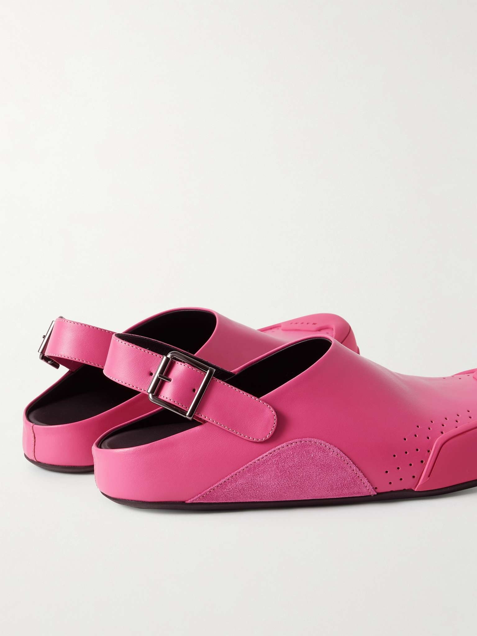 Rubber and Suede-Trimmed Leather Clogs - 4