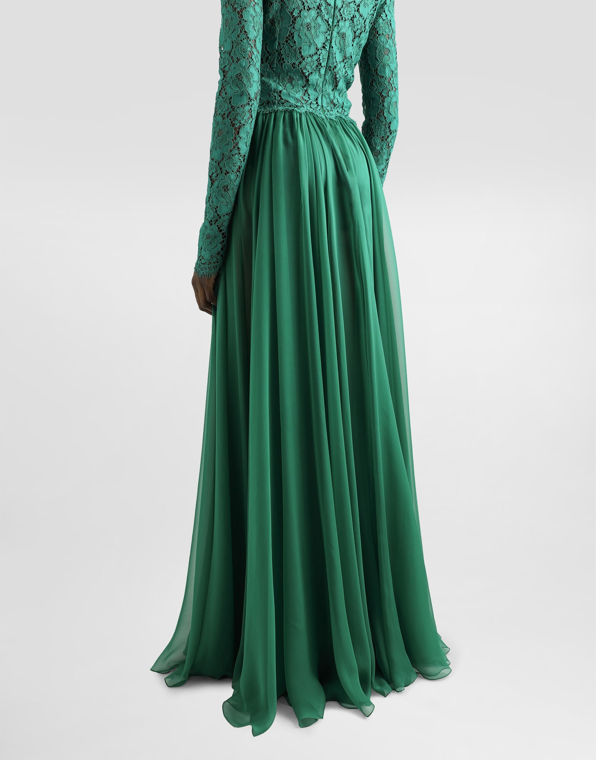 Long chiffon and lace dress - 5