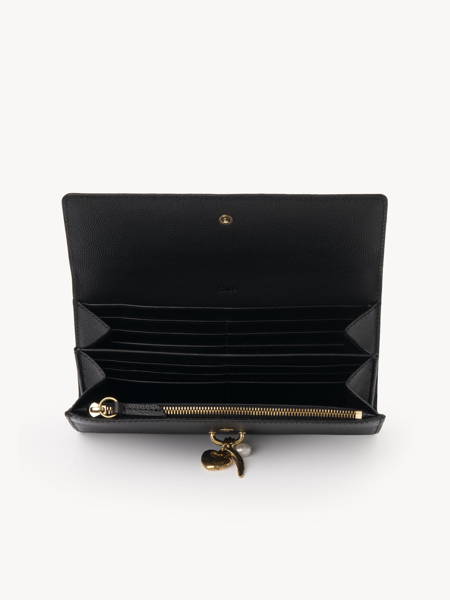 CHLOÉ CHARMS LONG WALLET WITH FLAP IN GRAINED LEATHER - 4