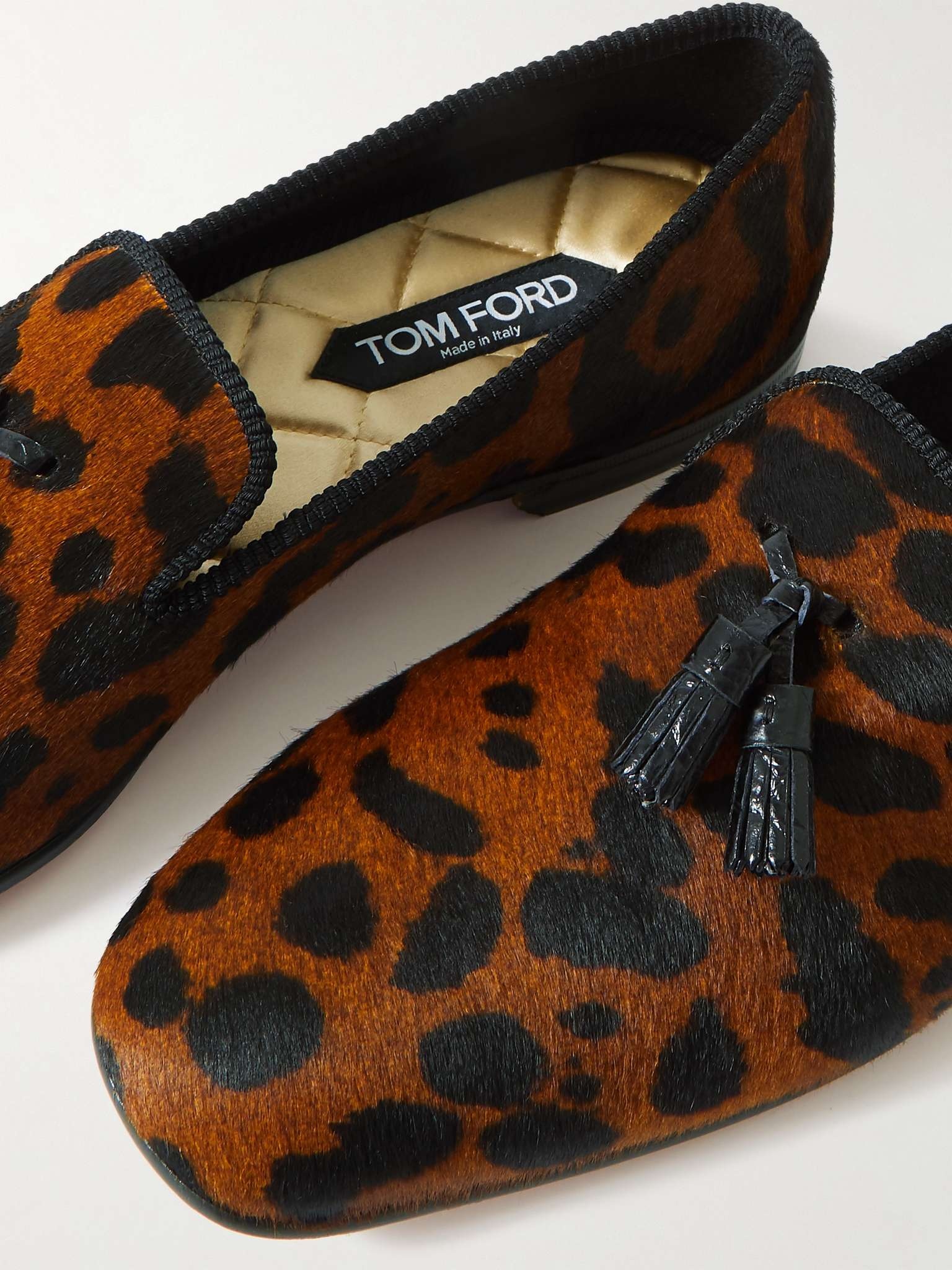 Leather-Trimmed Cheetah-Print Calf Hair Tasselled Loafers - 6