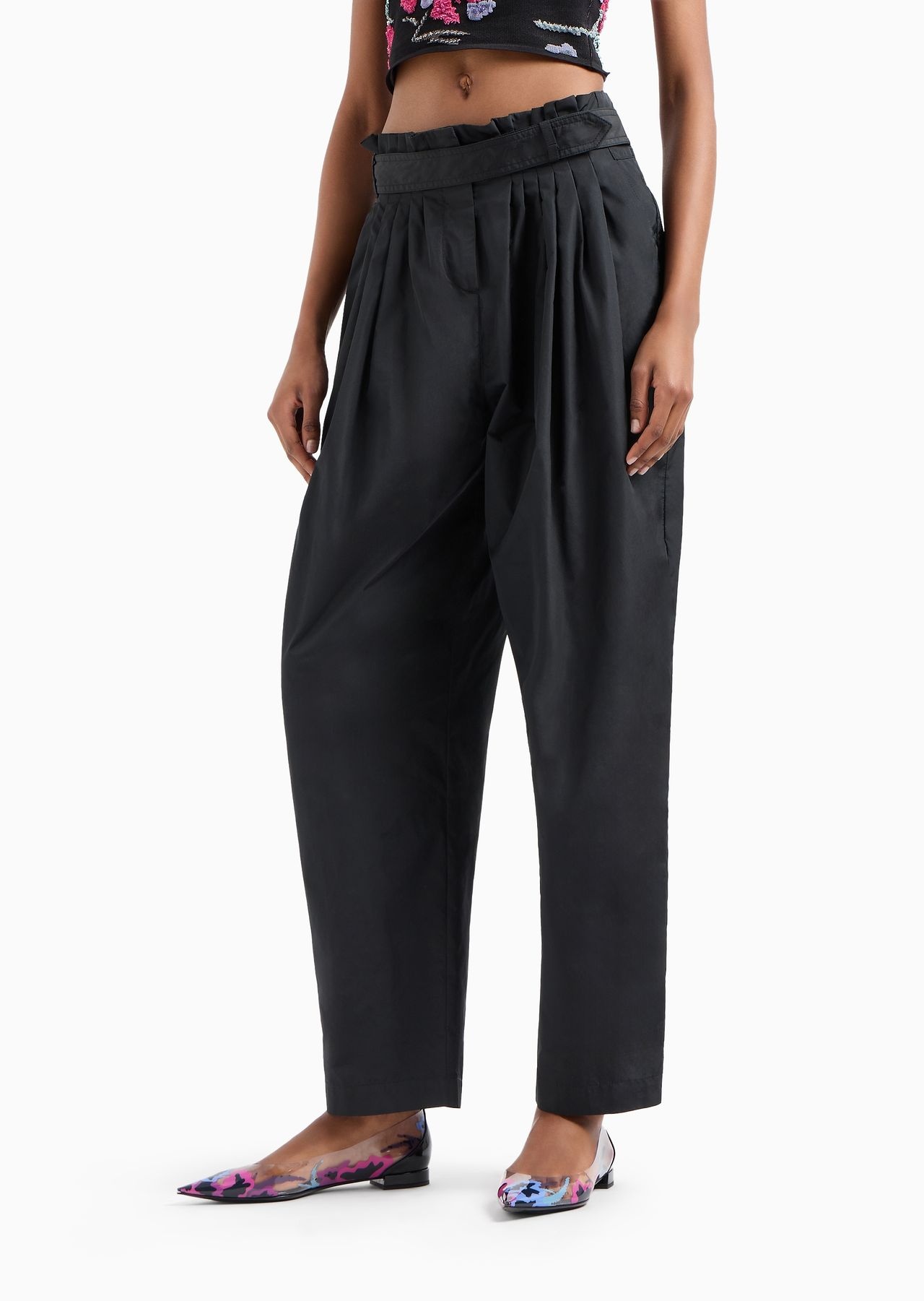 Taffeta straight trousers with pleats - 2