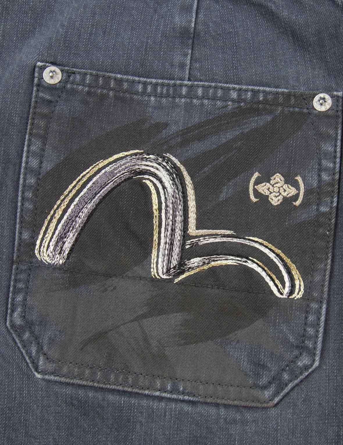 Brush Effect Seagull Print Carrot Jeans - 8