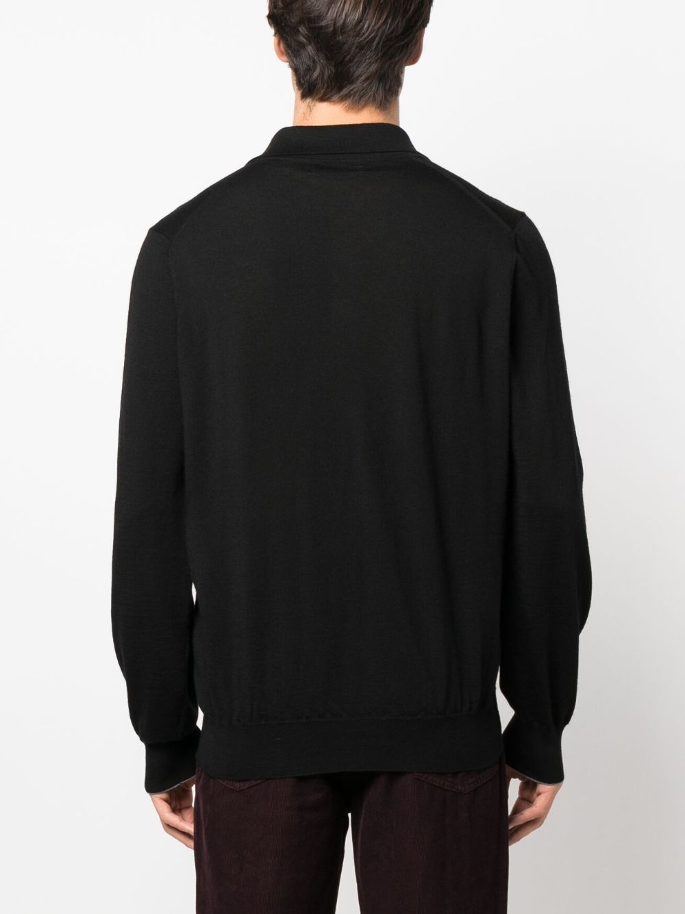 long-sleeve virgin wool polo shirt - 4