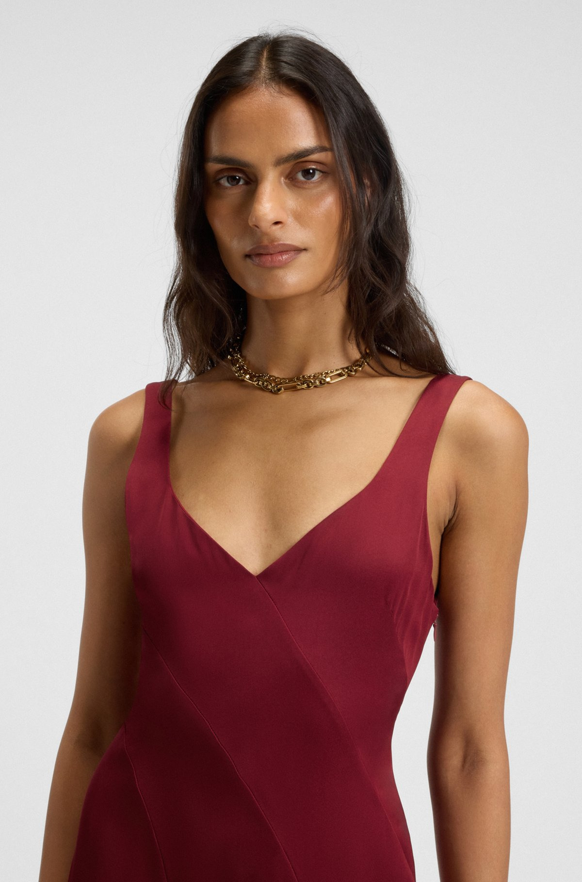 SATIN SLIP DRESS WITH SILK-ORGANZA INSERTS - 5