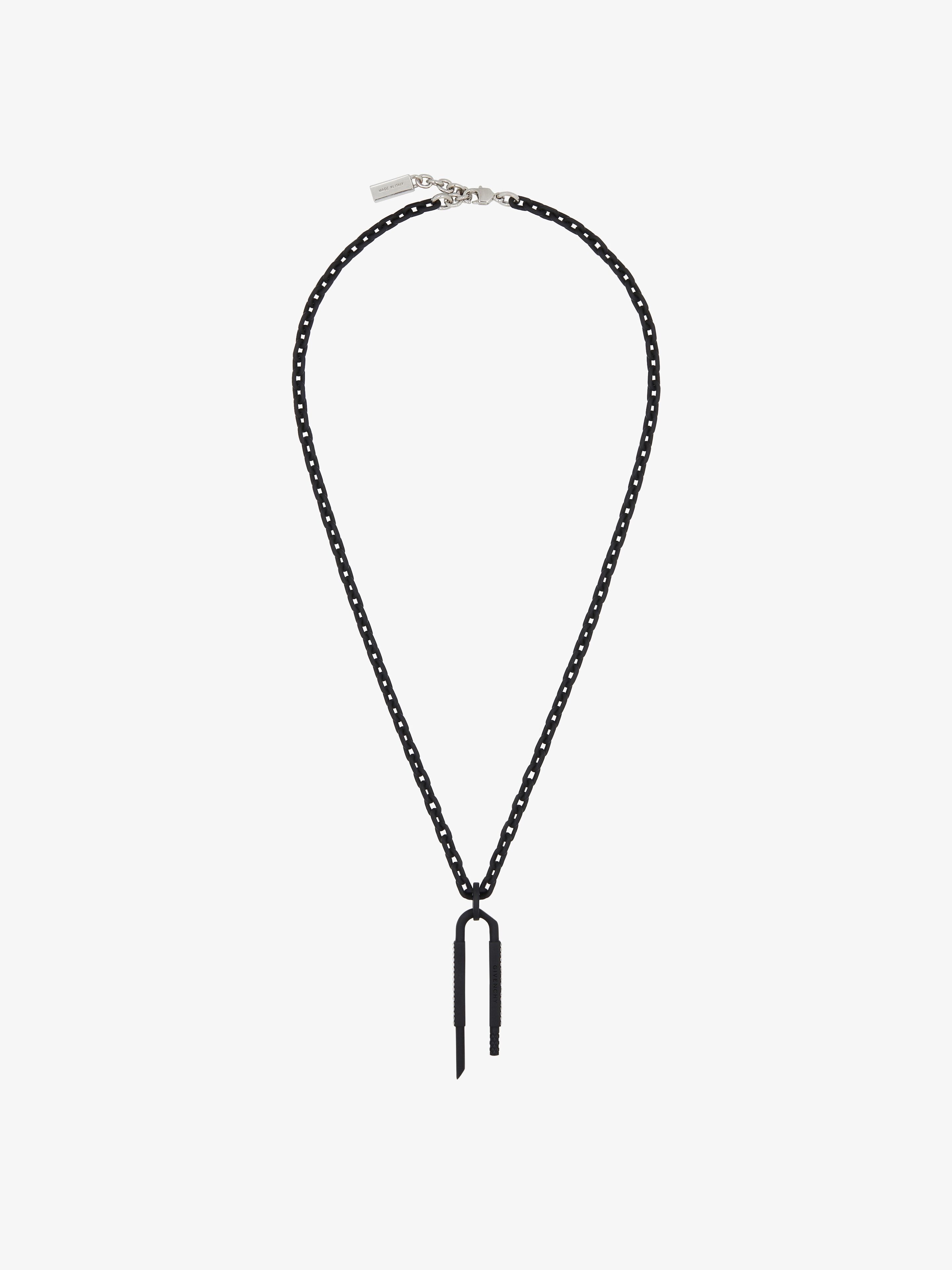 U LOCK BLACK NECKLACE WITH CRYSTALS - 4