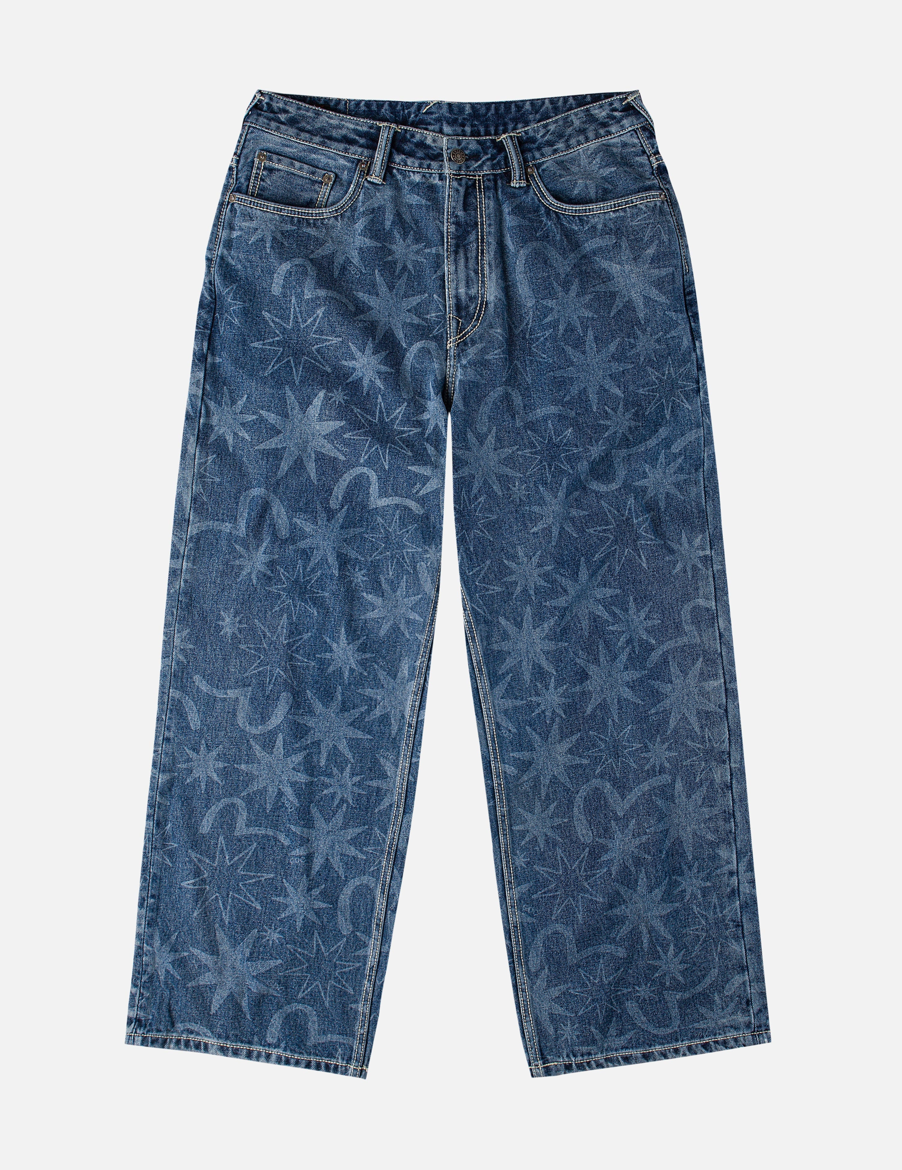 EVISU X GDC Allover Washed Print Relax Fit Jeans - 4