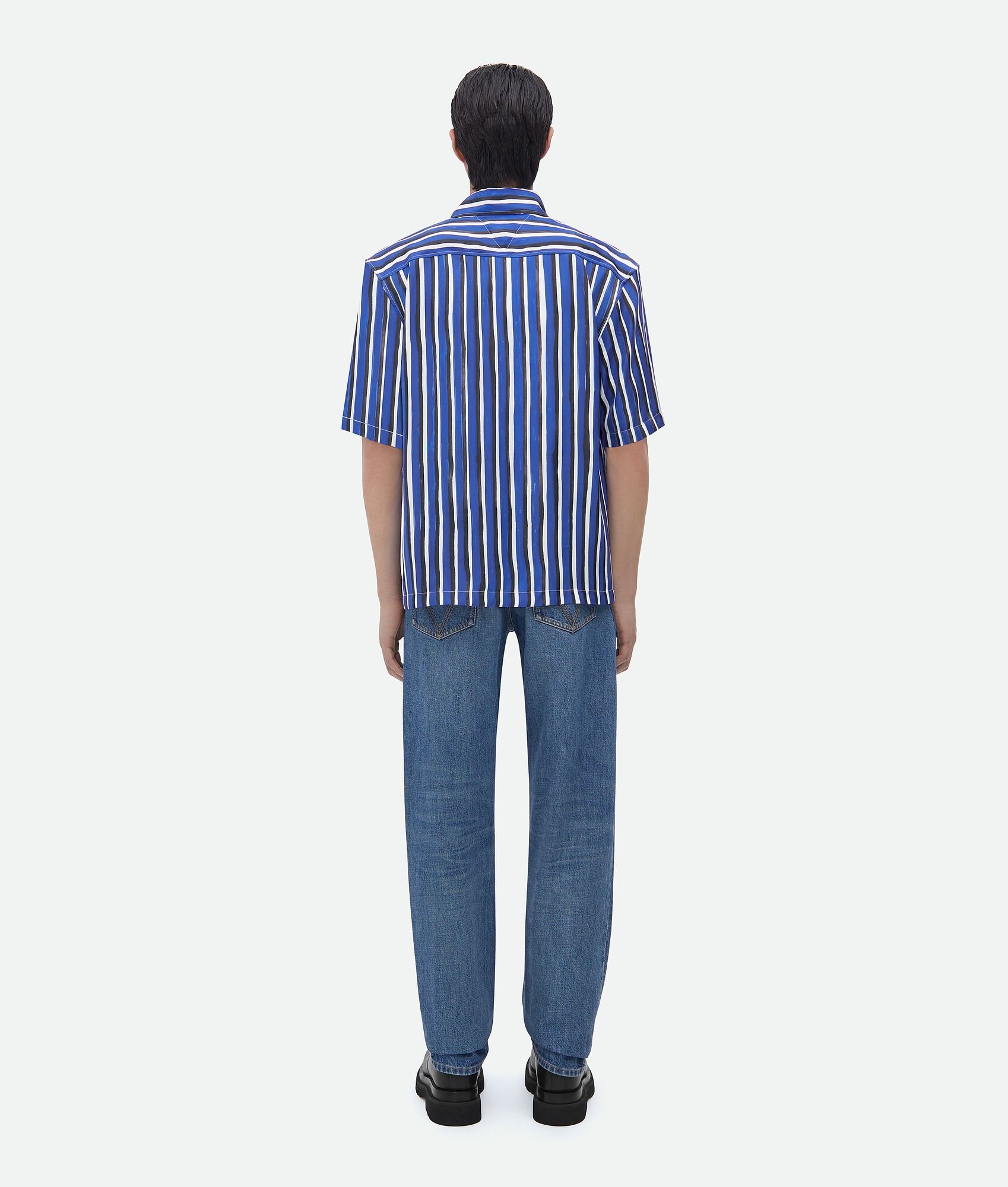stripe print viscose and silk shirt - 3
