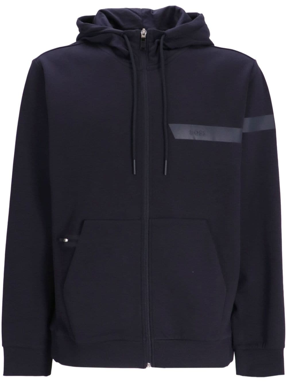 rubberised-logo zip-up hoodie - 1