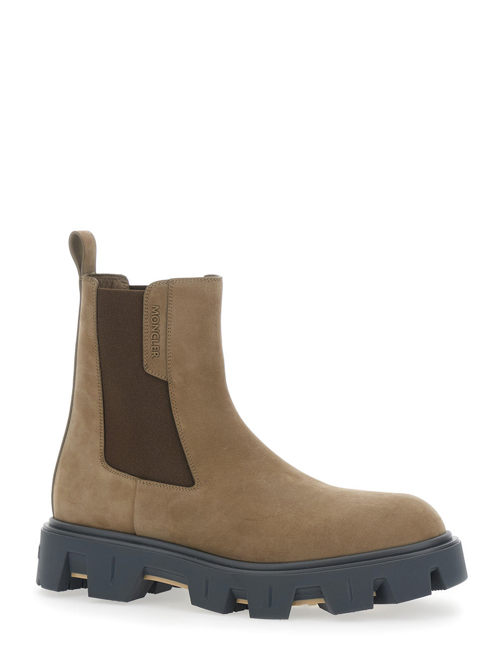 Moncler Men 'Peack' Brown Ankle Boots With Elastic Details In Leather Woman - 2