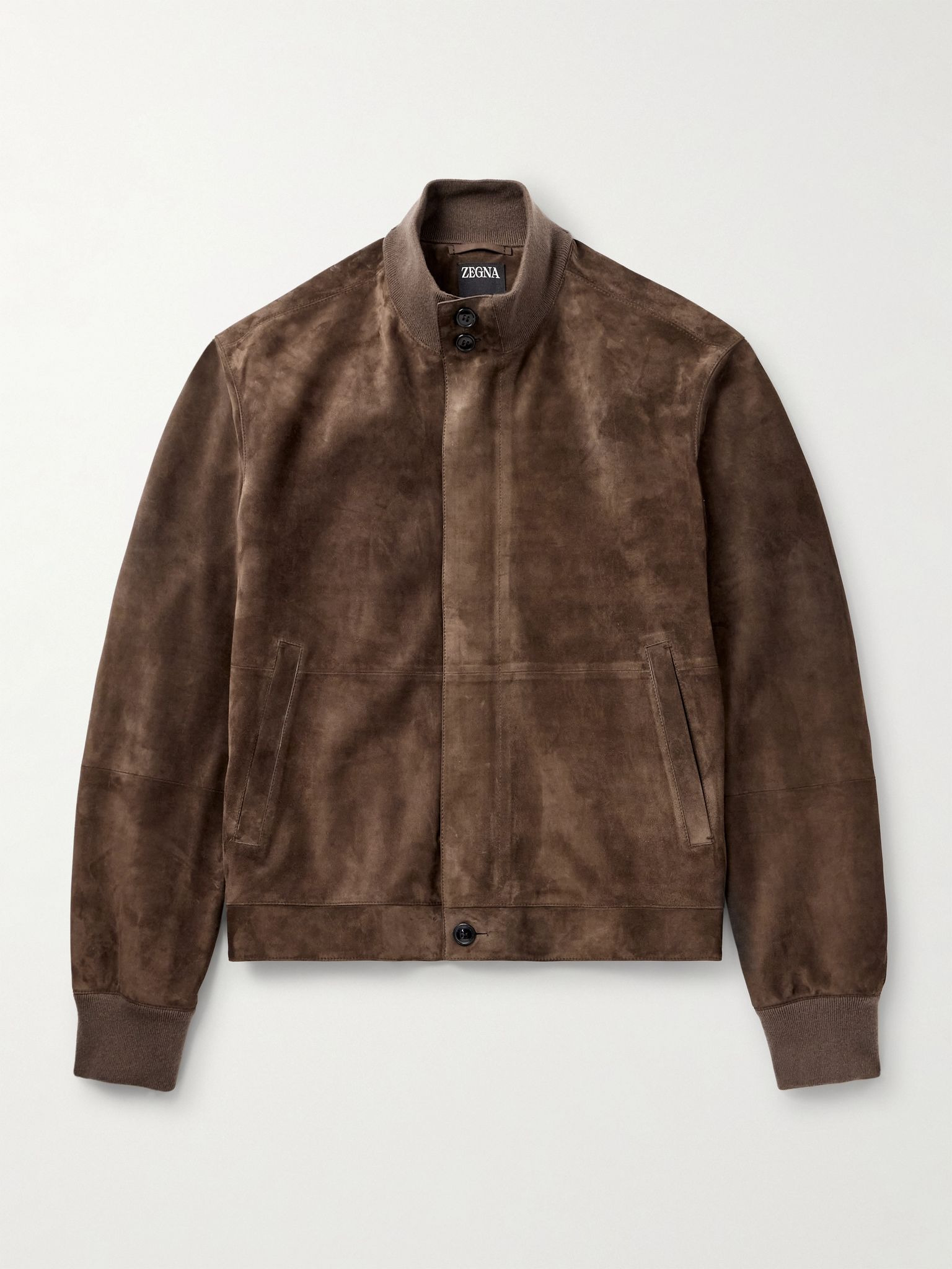 Suede Blouson Jacket Brown - 1