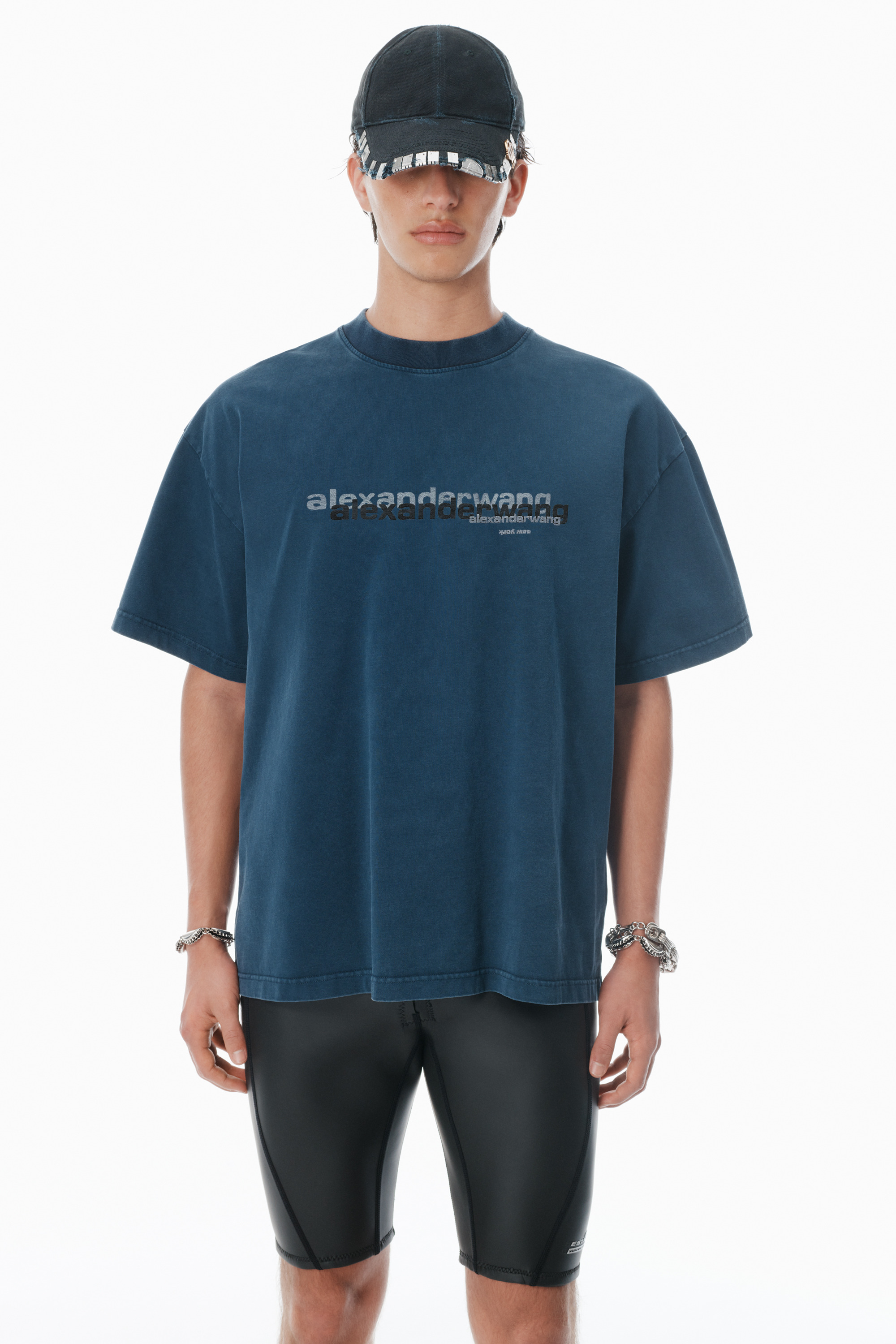 Navy Cotton Oversized Logo Tee - 3