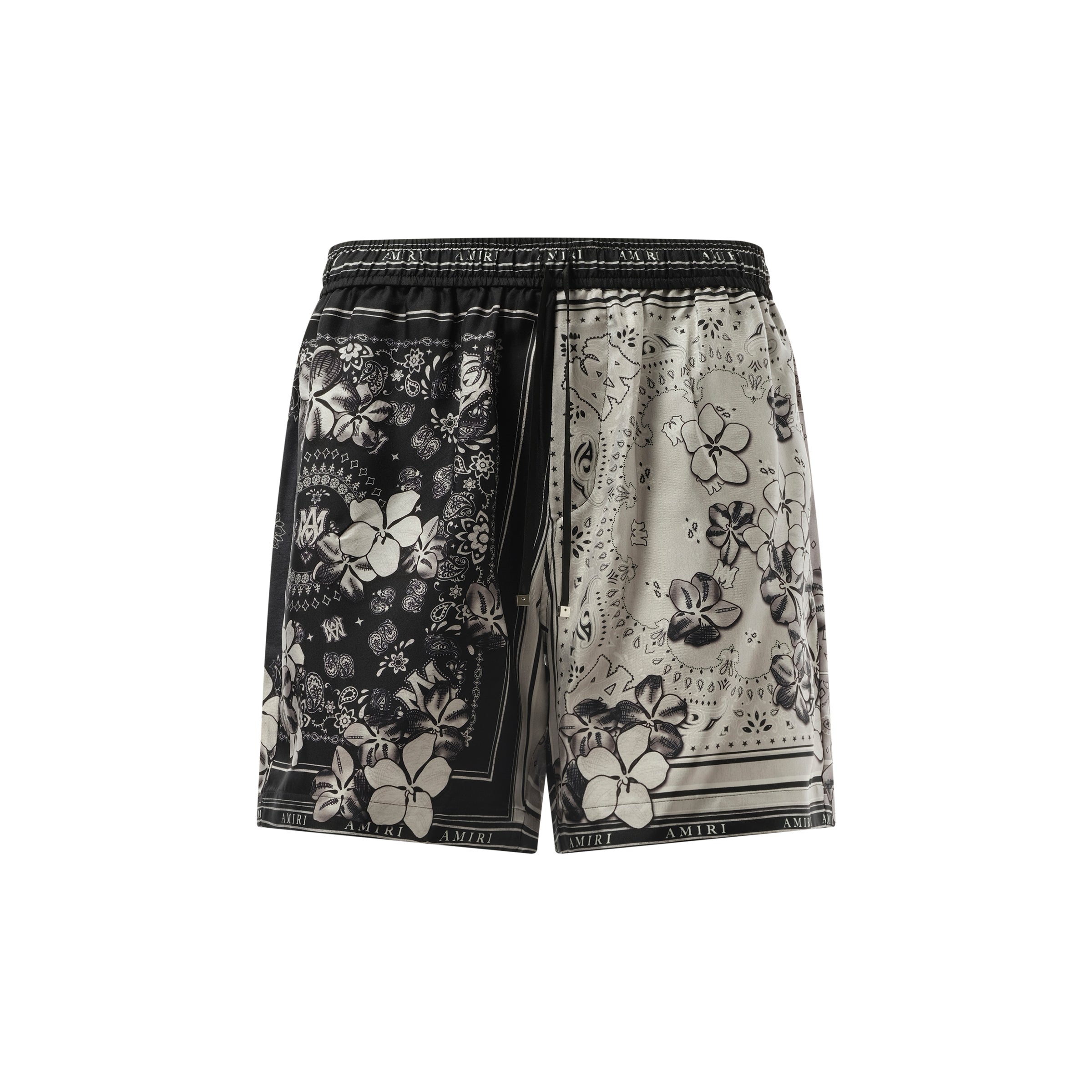 Bandana Floral Shorts in Black - 2