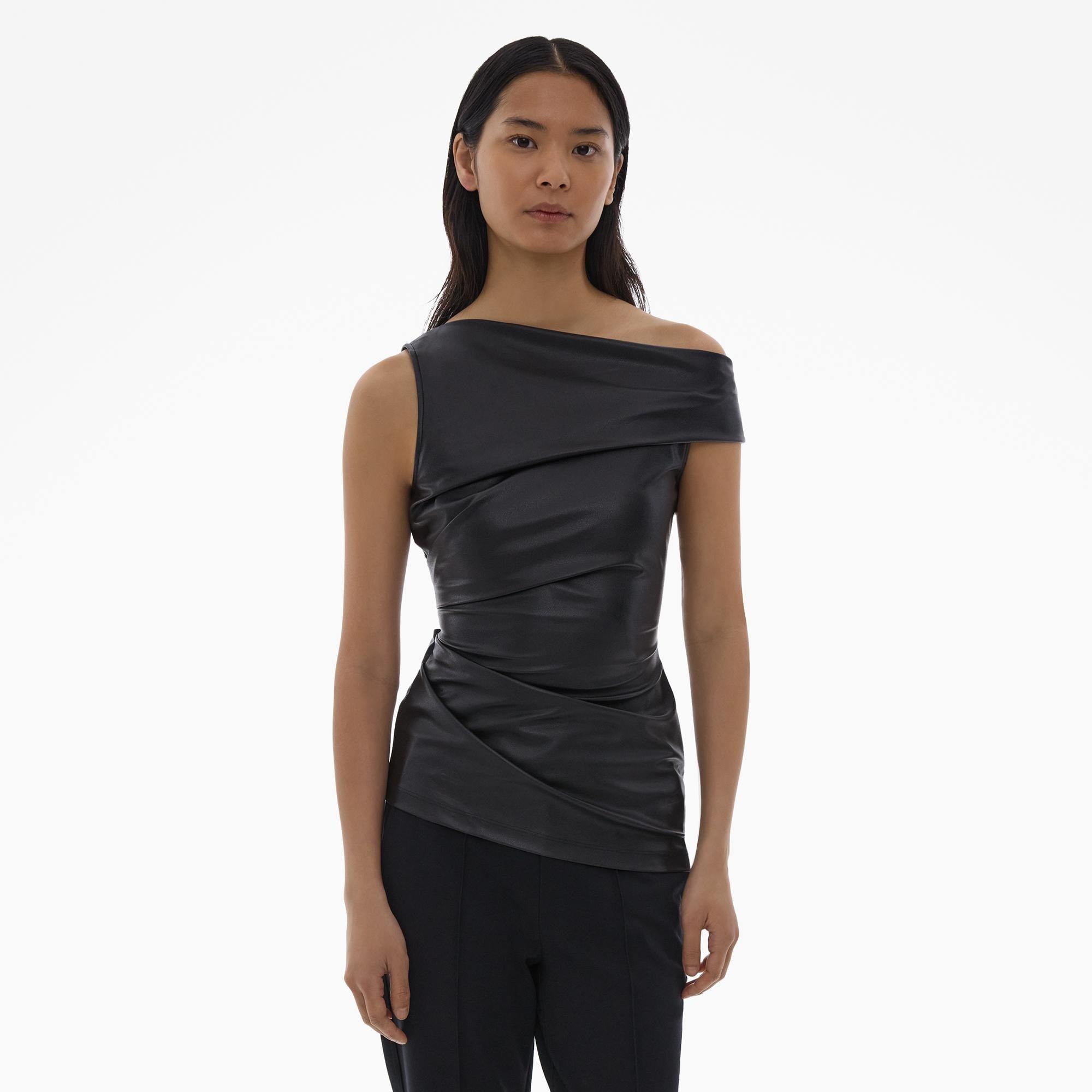 FAUX LEATHER ASYMMETRICAL TOP - 3