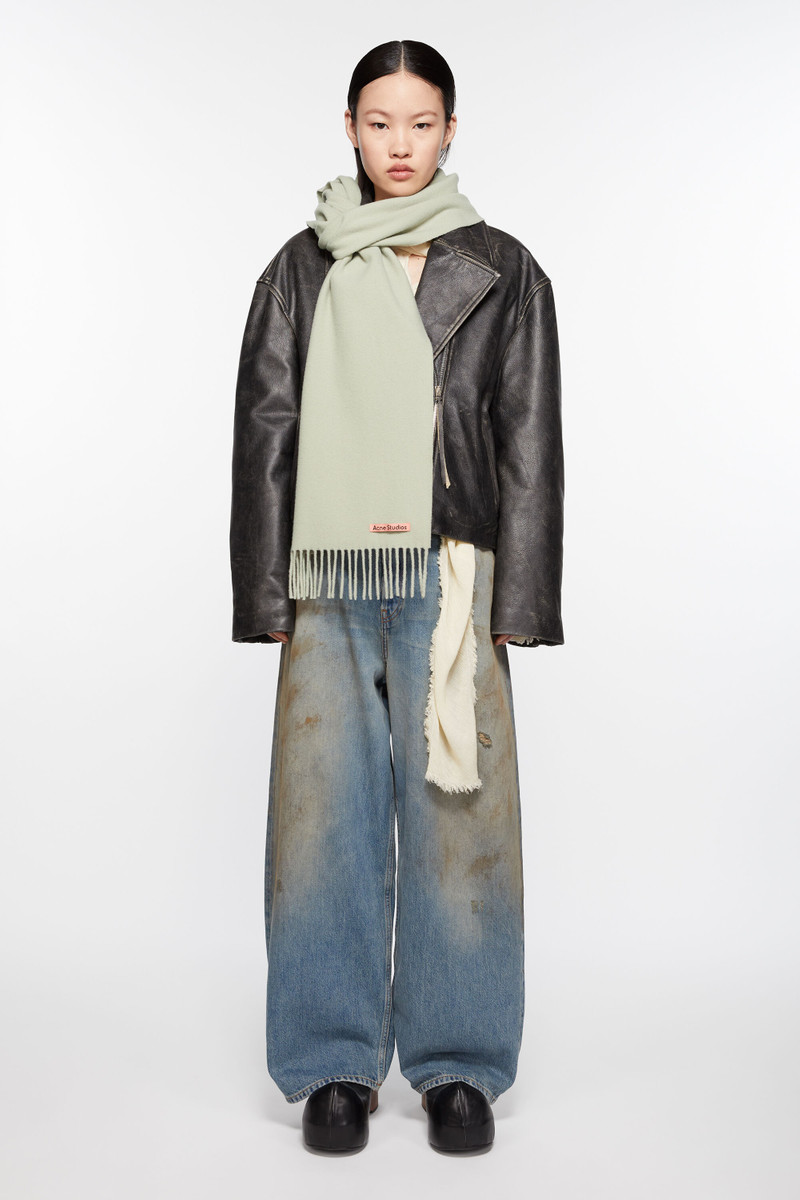 Acne Studios Fringe wool scarf - skinny - Light green outlook