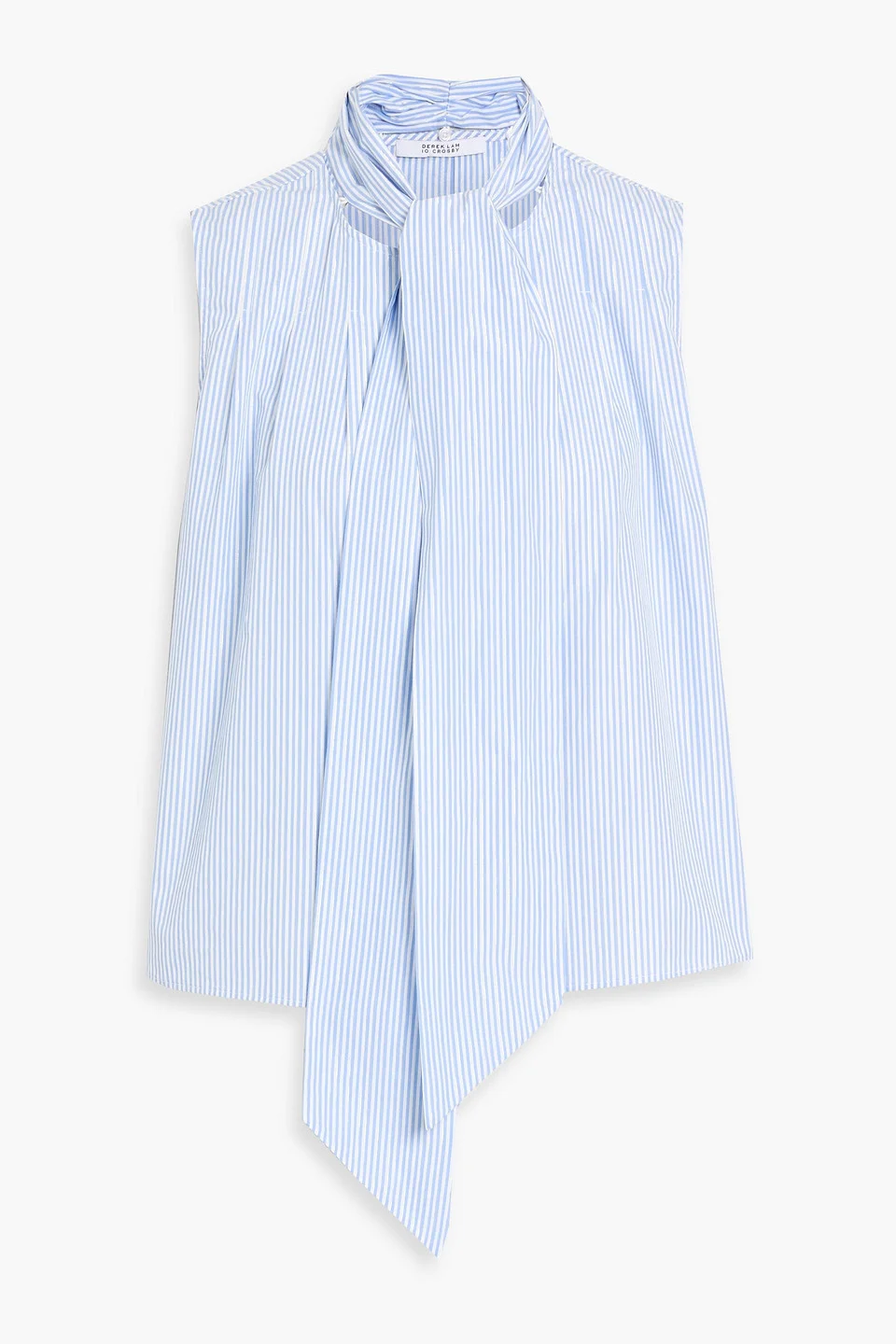 Aviana tie-neck striped cotton-blend poplin top - 1